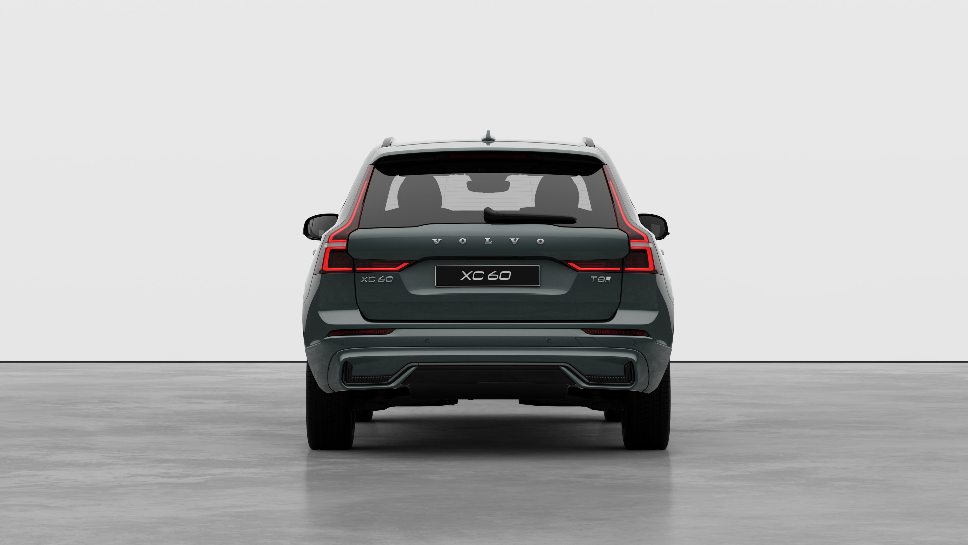Volvo car rear view against a plain studio background.