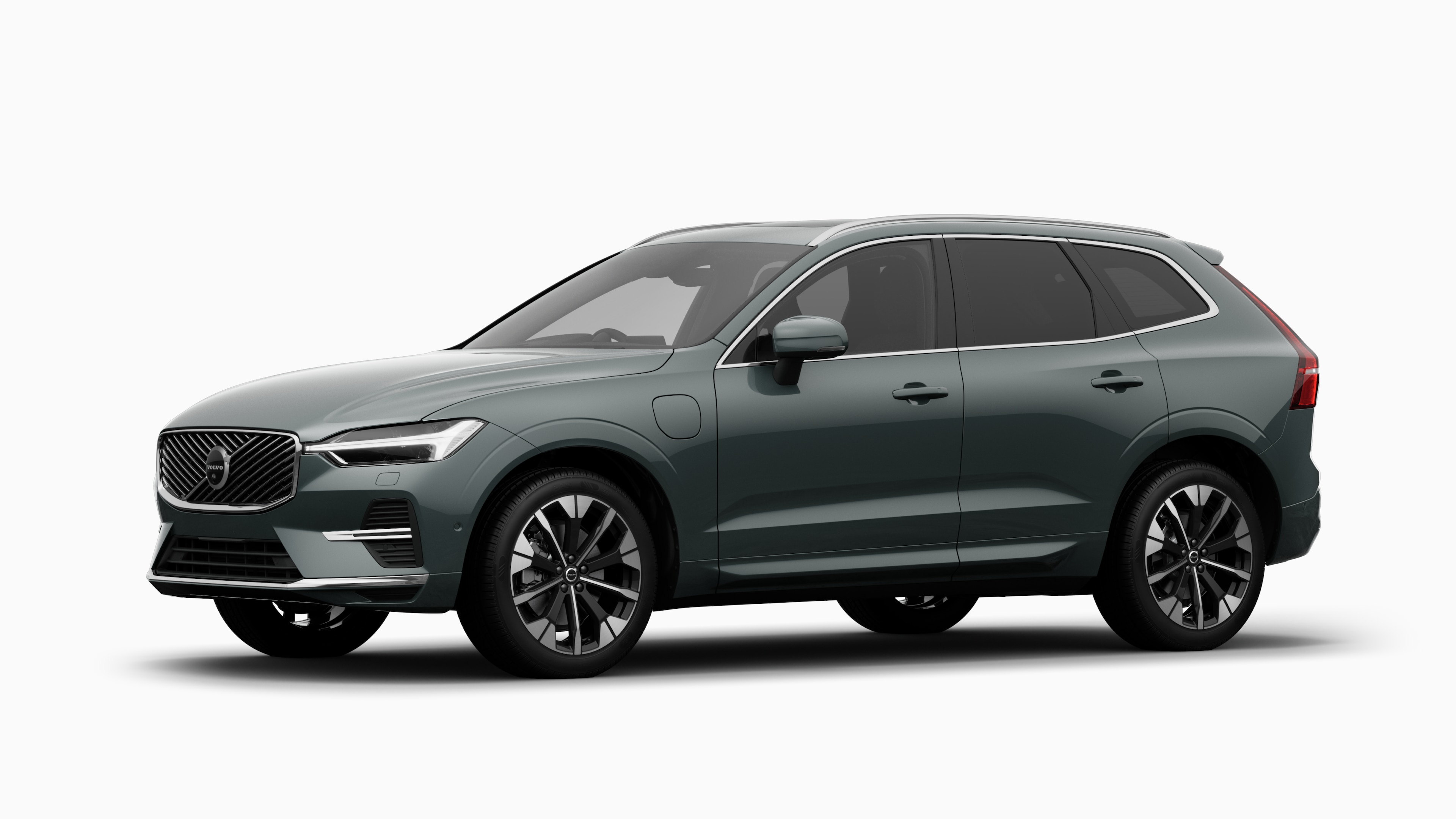 Volvo car exterior in three-quarter view, plain studio background.