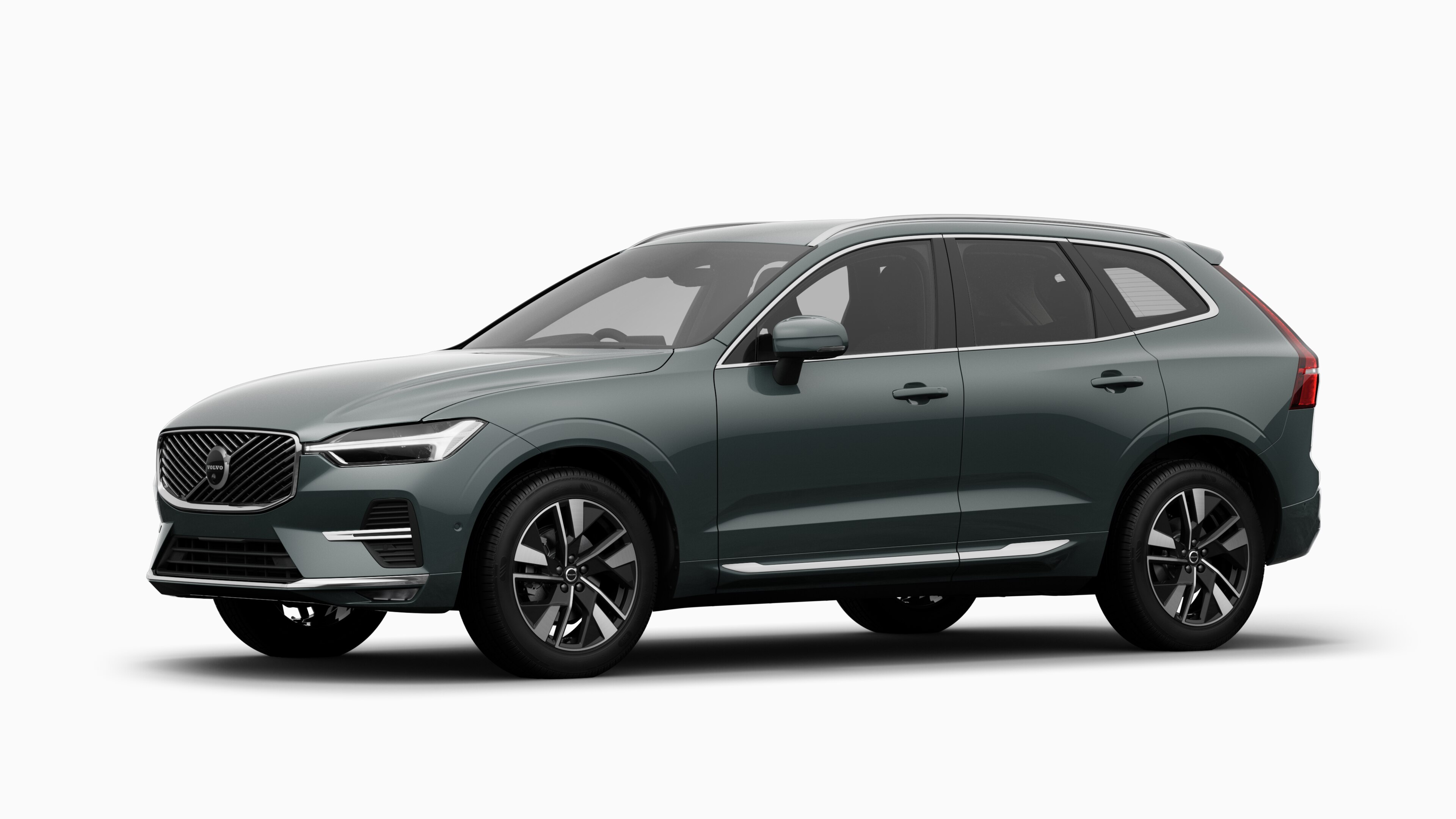Volvo car exterior in three-quarter view, plain studio background.
