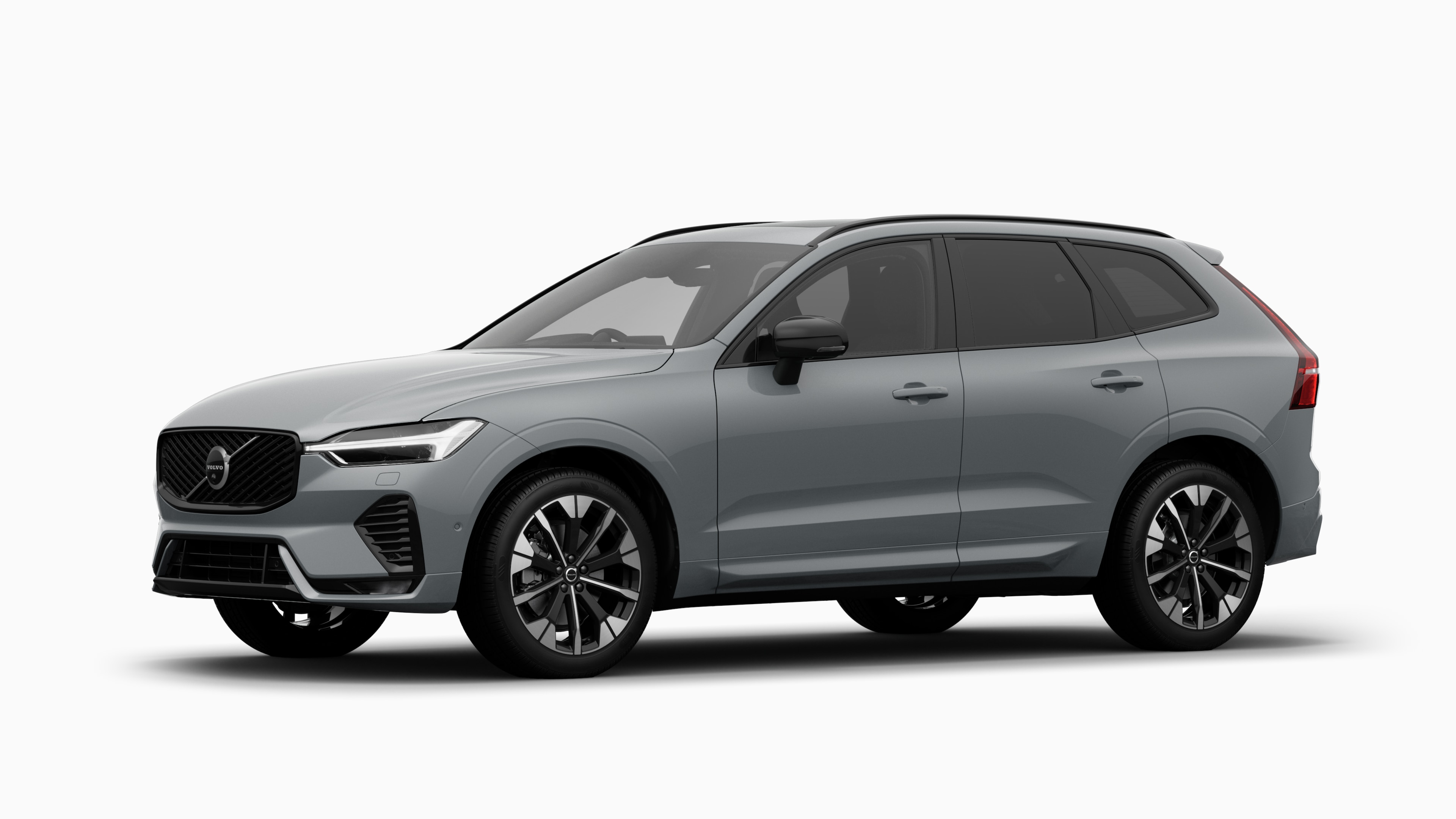 Volvo car exterior in three-quarter view, plain studio background.