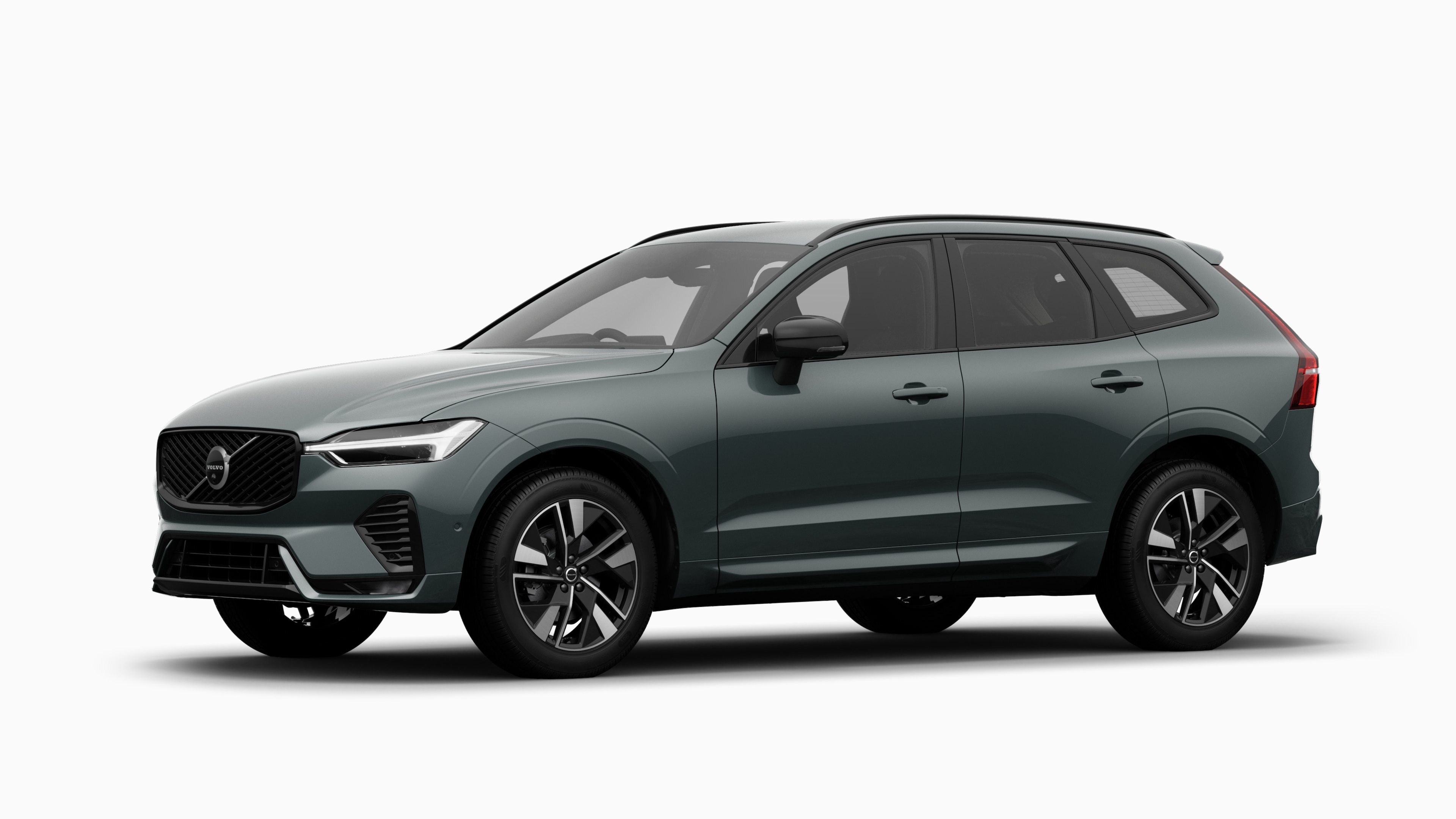 Volvo car exterior in three-quarter view, plain studio background.