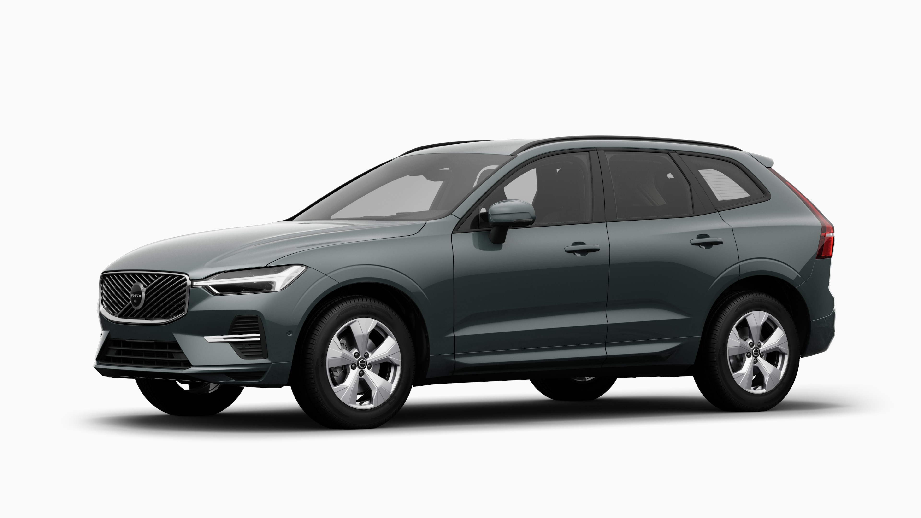 Volvo car exterior in three-quarter view, plain studio background.