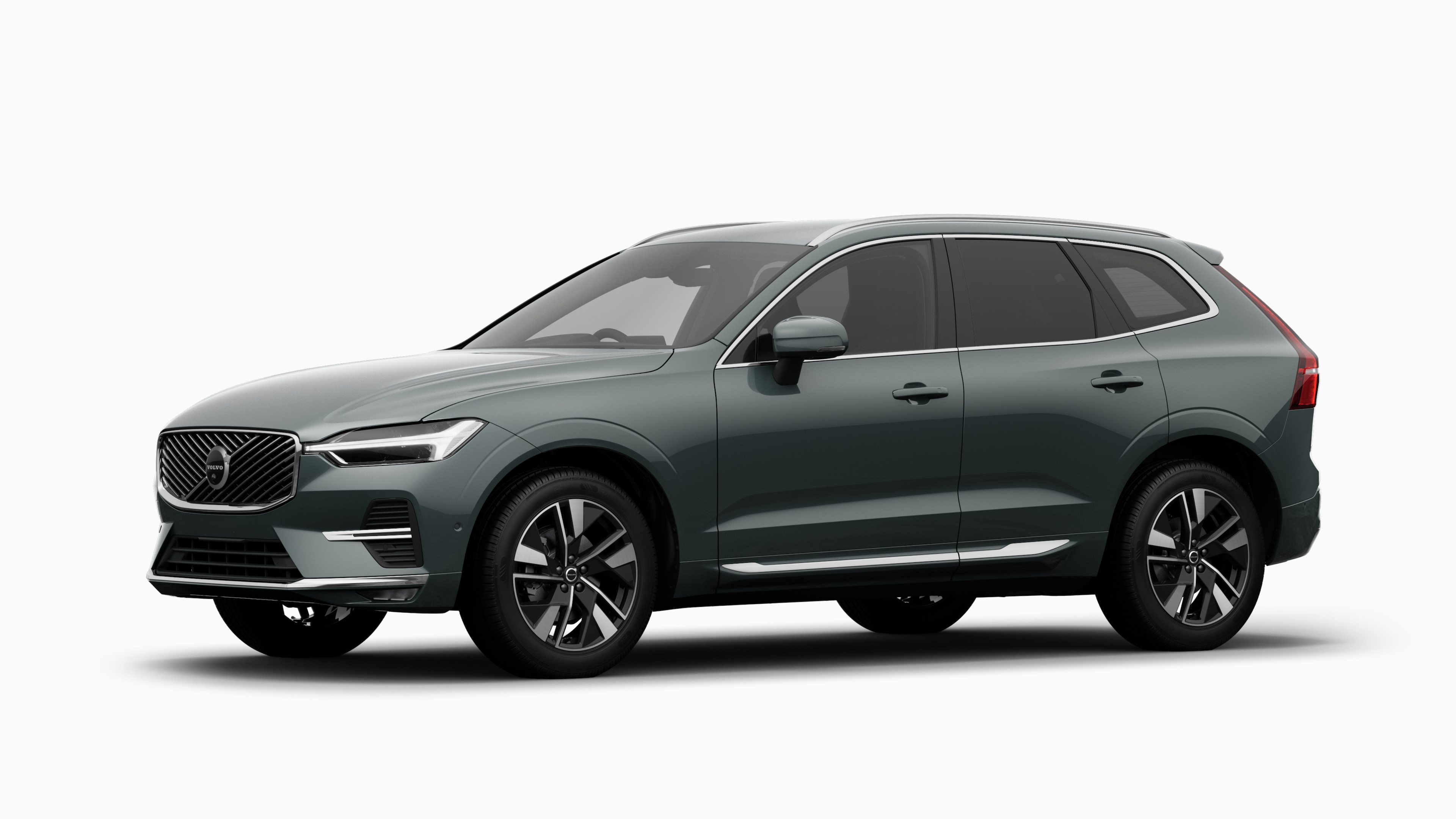 Volvo car exterior in three-quarter view, plain studio background.