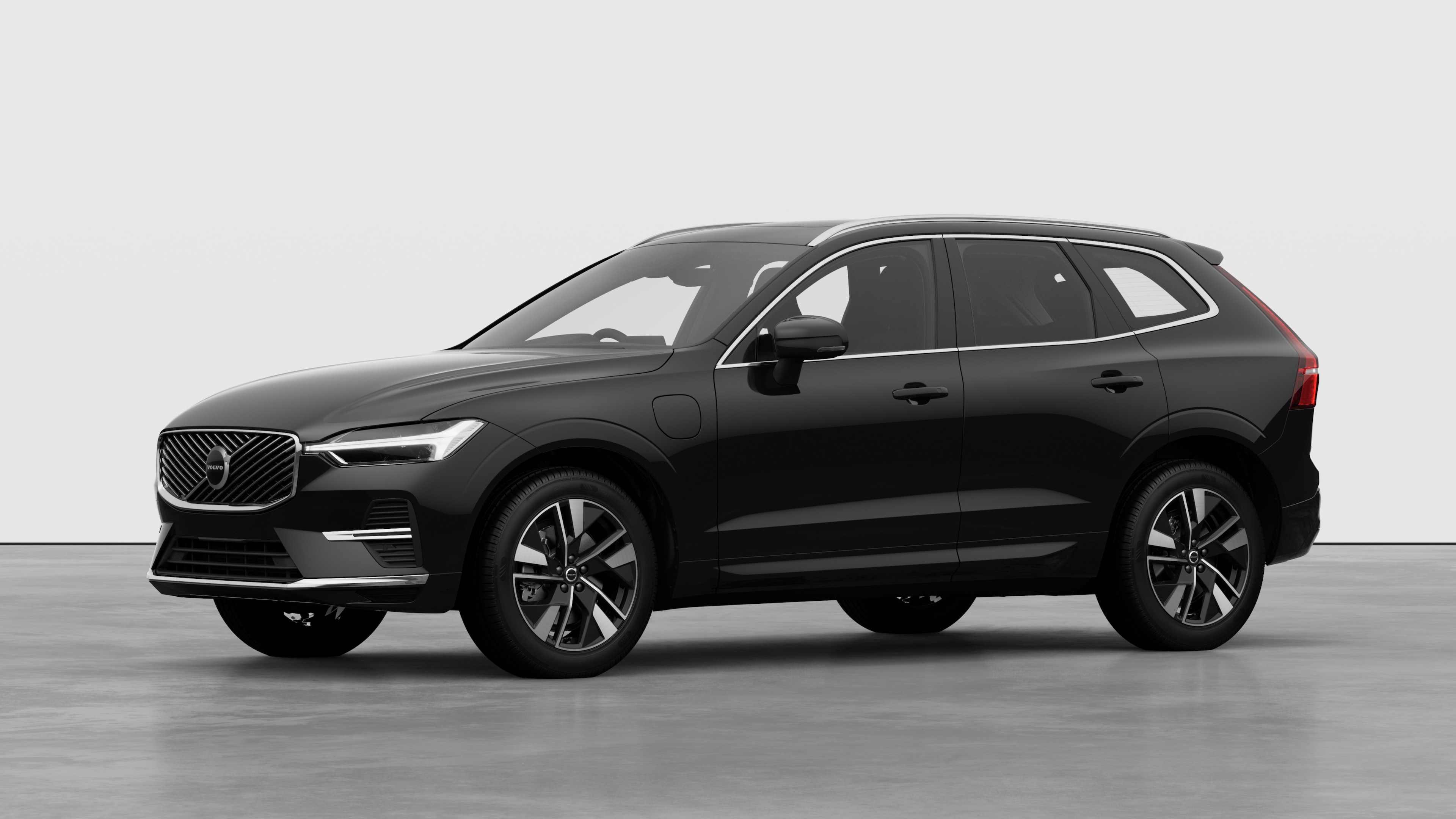 Volvo car exterior in three-quarter view, plain studio background.