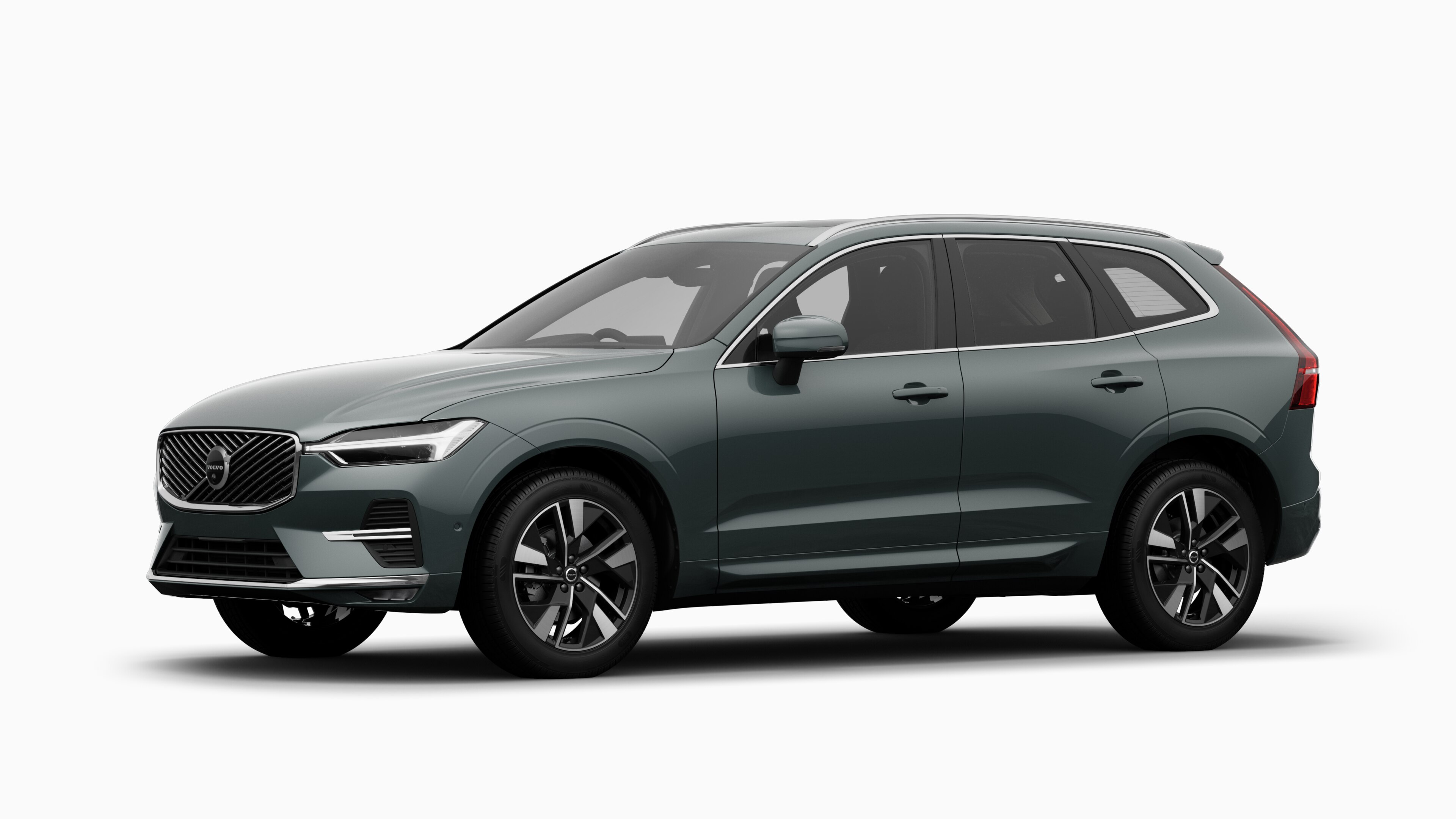 Volvo car exterior in three-quarter view, plain studio background.