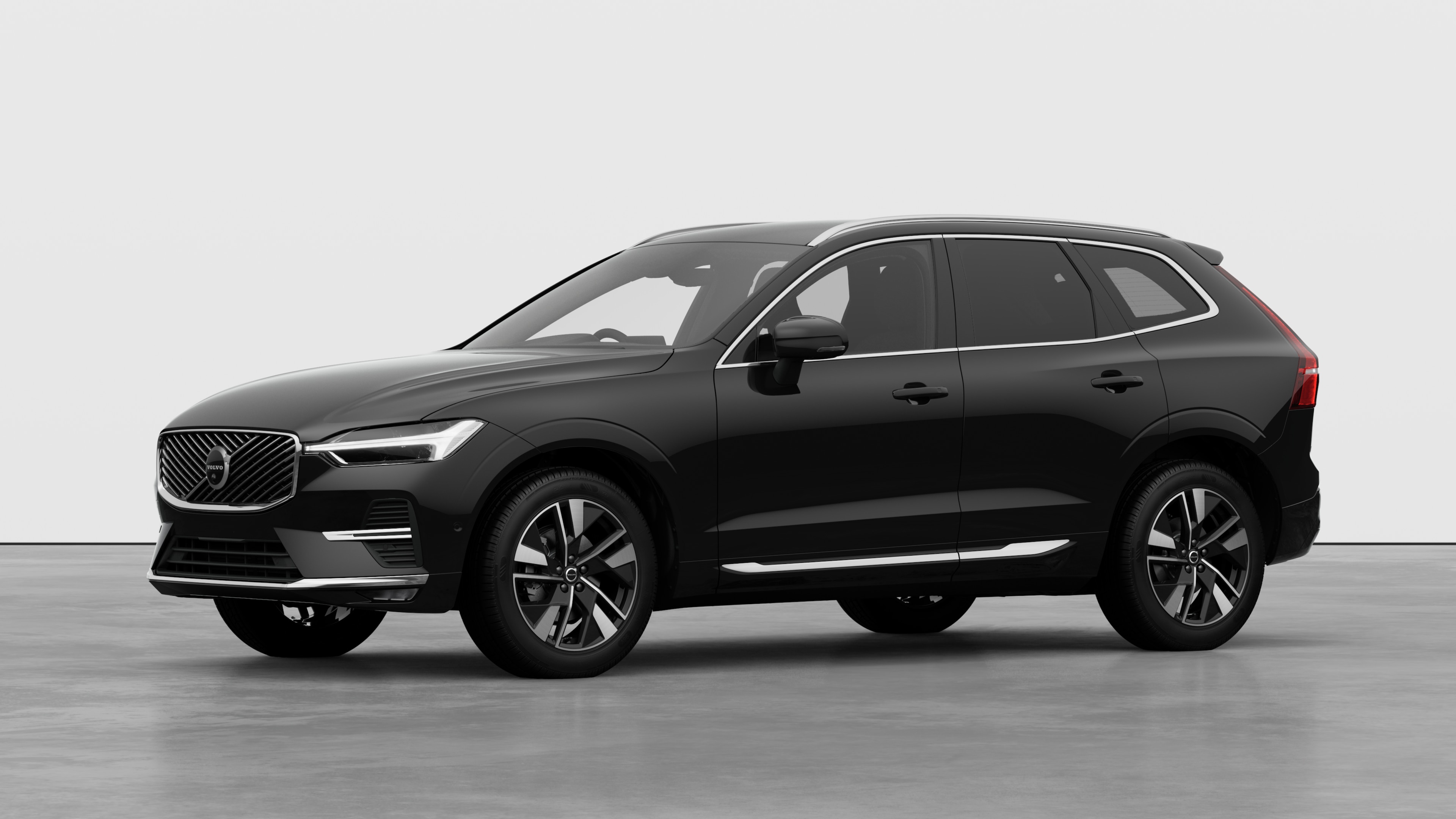 Volvo car exterior in three-quarter view, plain studio background.