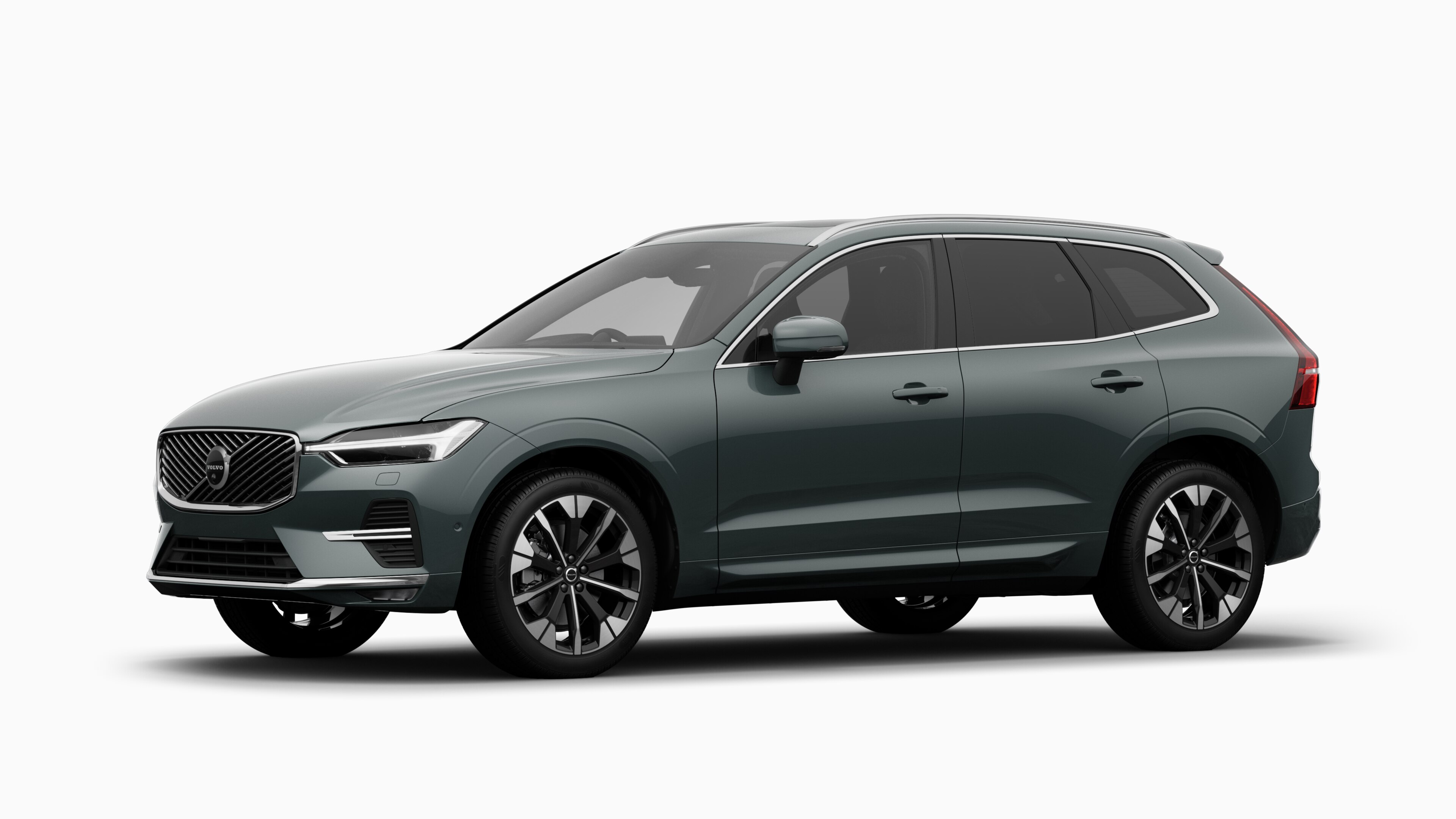 Volvo car exterior in three-quarter view, plain studio background.
