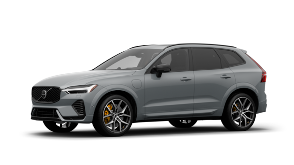 Volvo car exterior in three-quarter view, plain studio background.