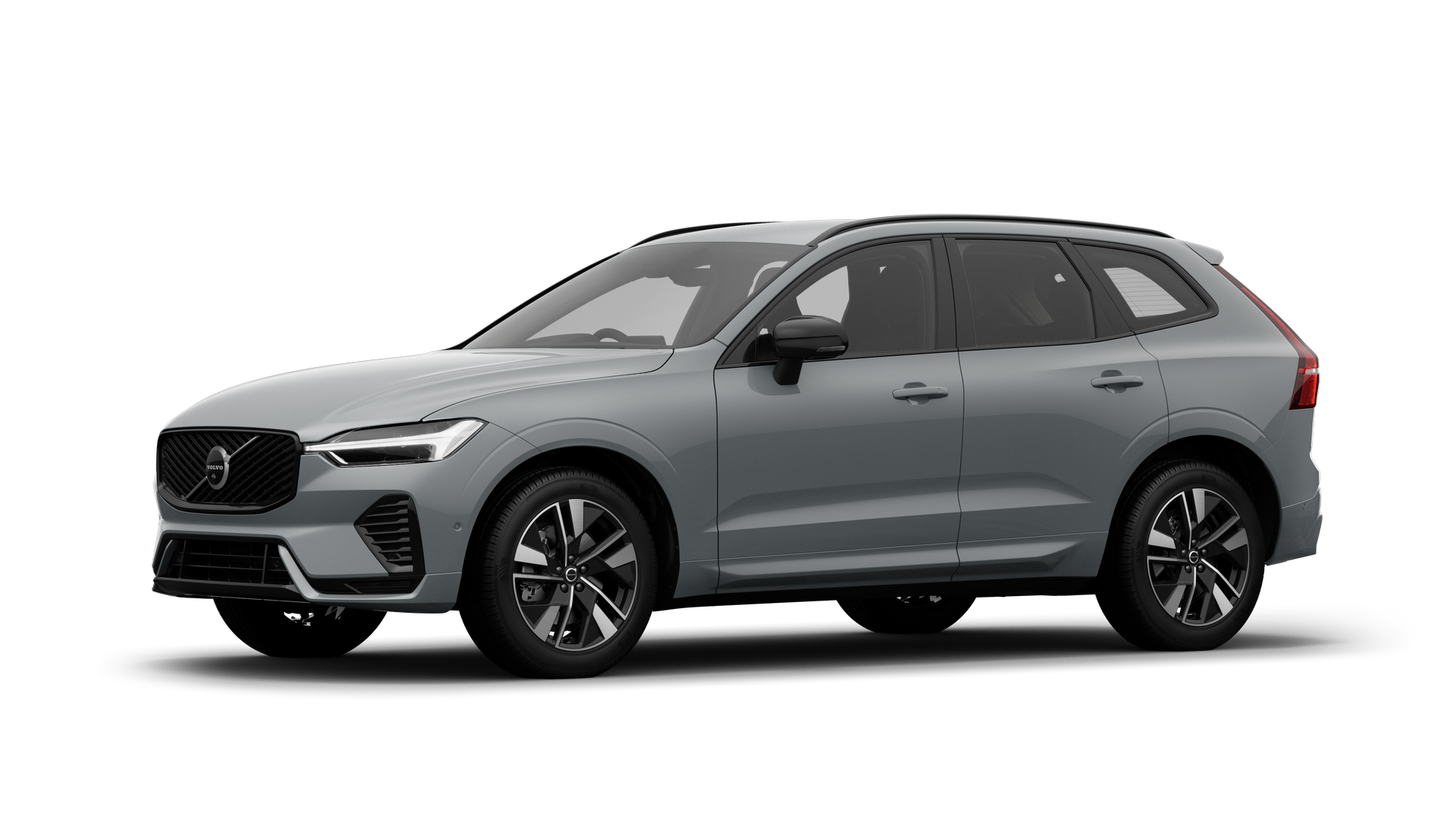 Volvo car exterior in three-quarter view, plain studio background.