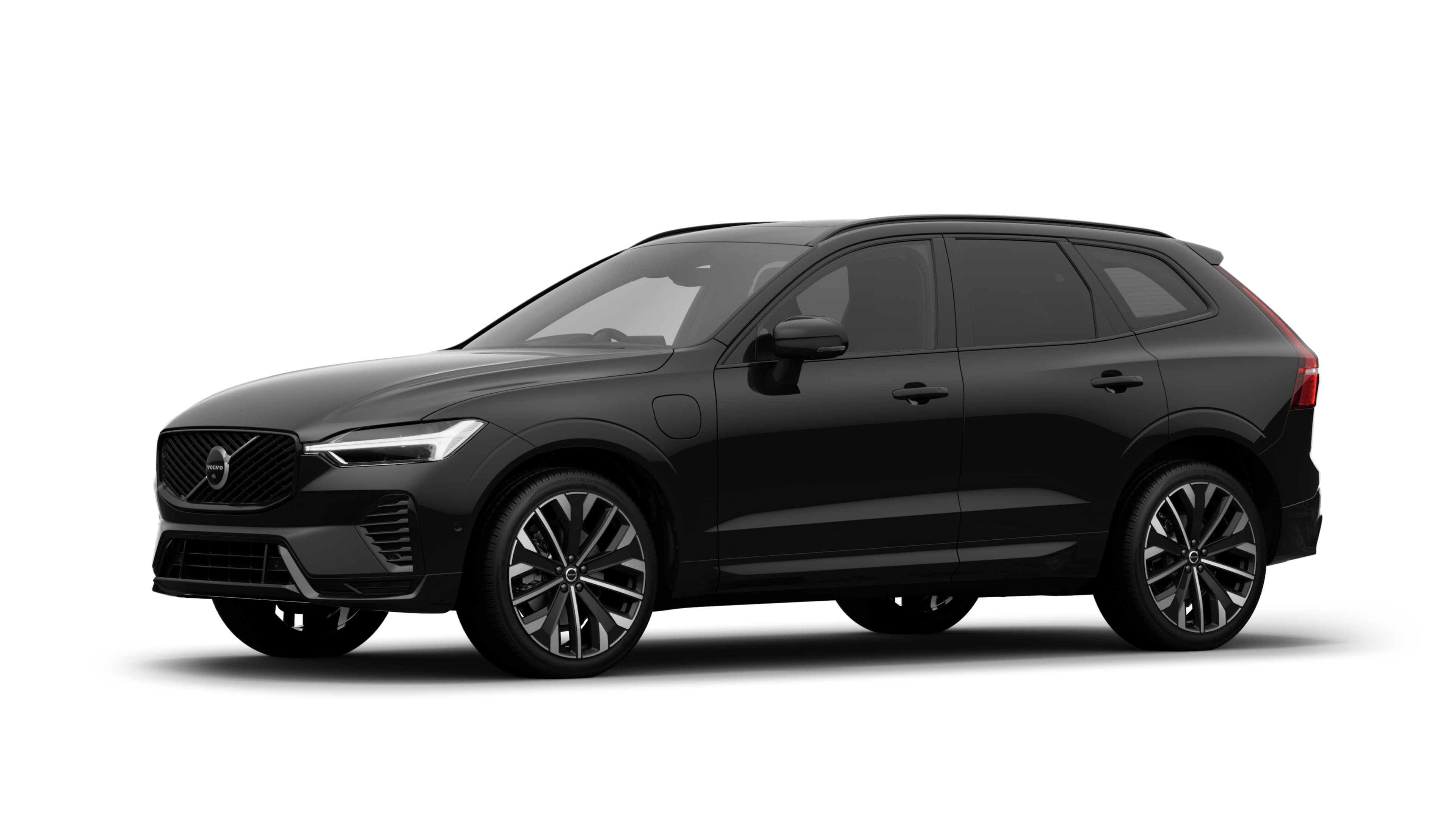 Volvo car exterior in three-quarter view, plain studio background.