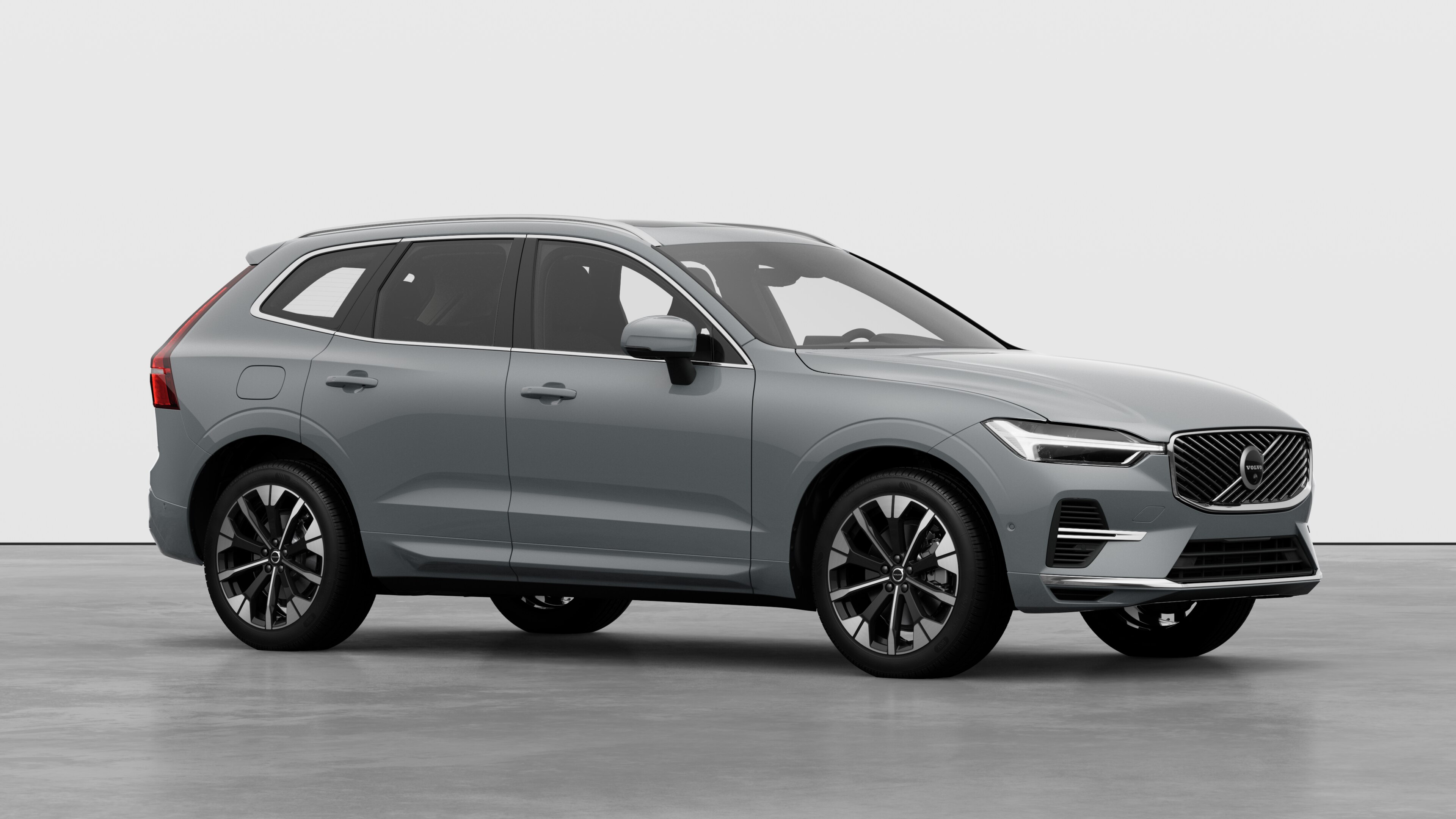 Volvo car exterior, three-quarter view in a plain studio background.