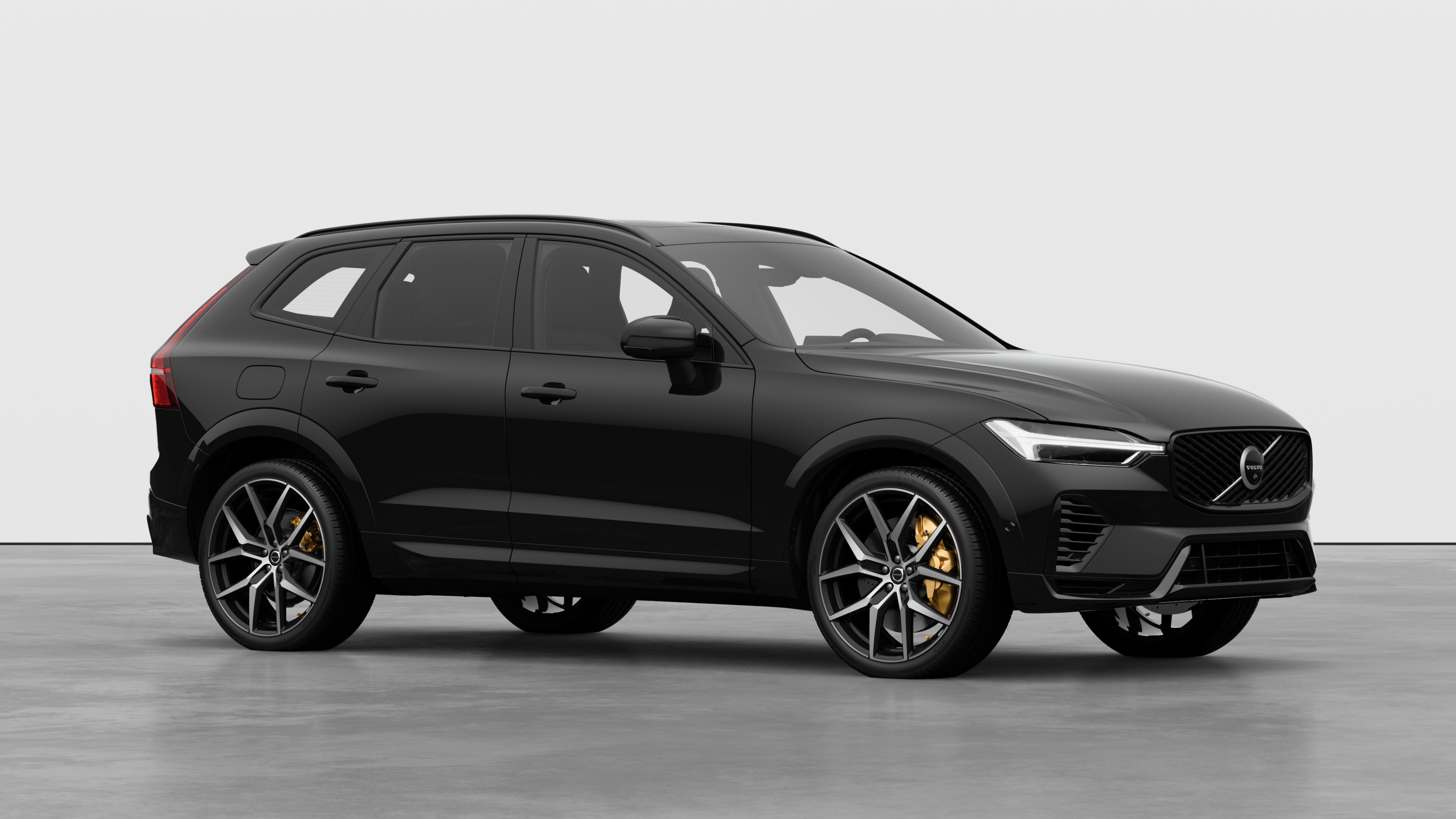 Volvo car exterior, three-quarter view in a plain studio background.