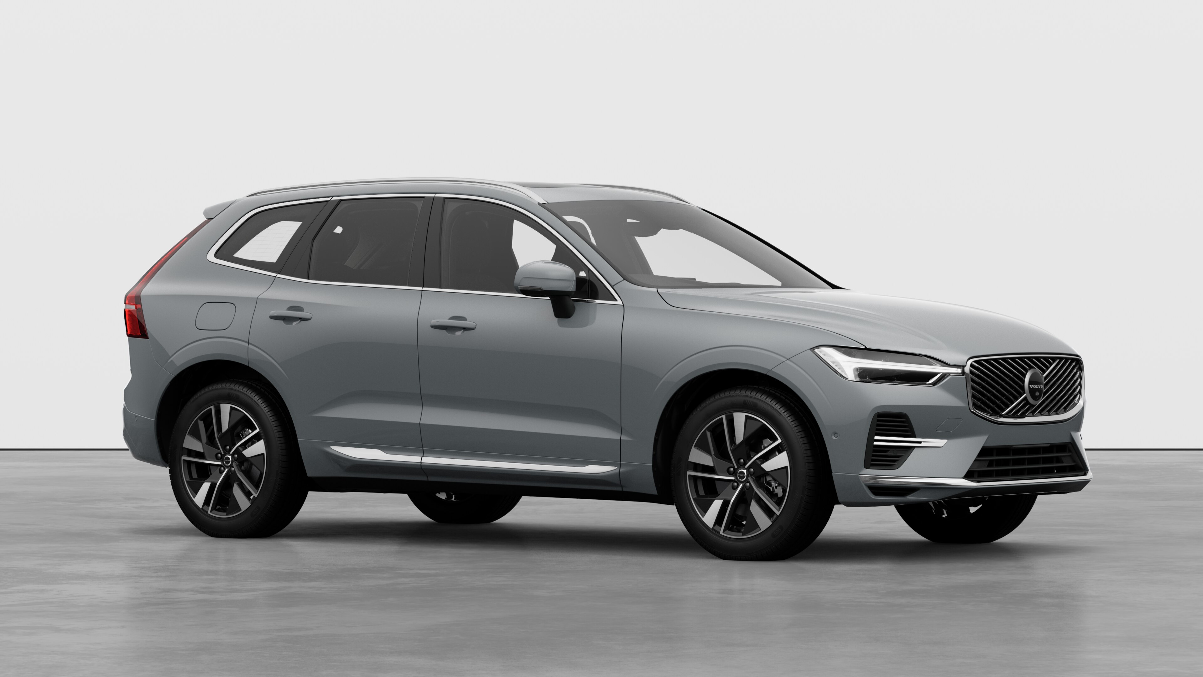 Volvo car exterior, three-quarter view in a plain studio background.