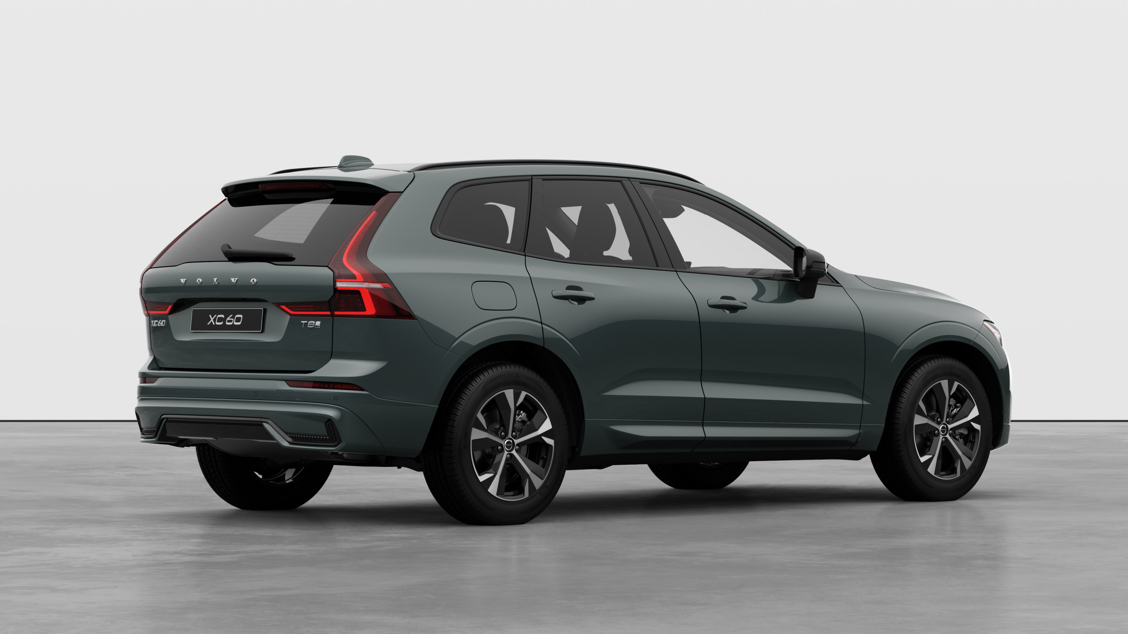 Volvo car rear three-quarter view on plain studio background.