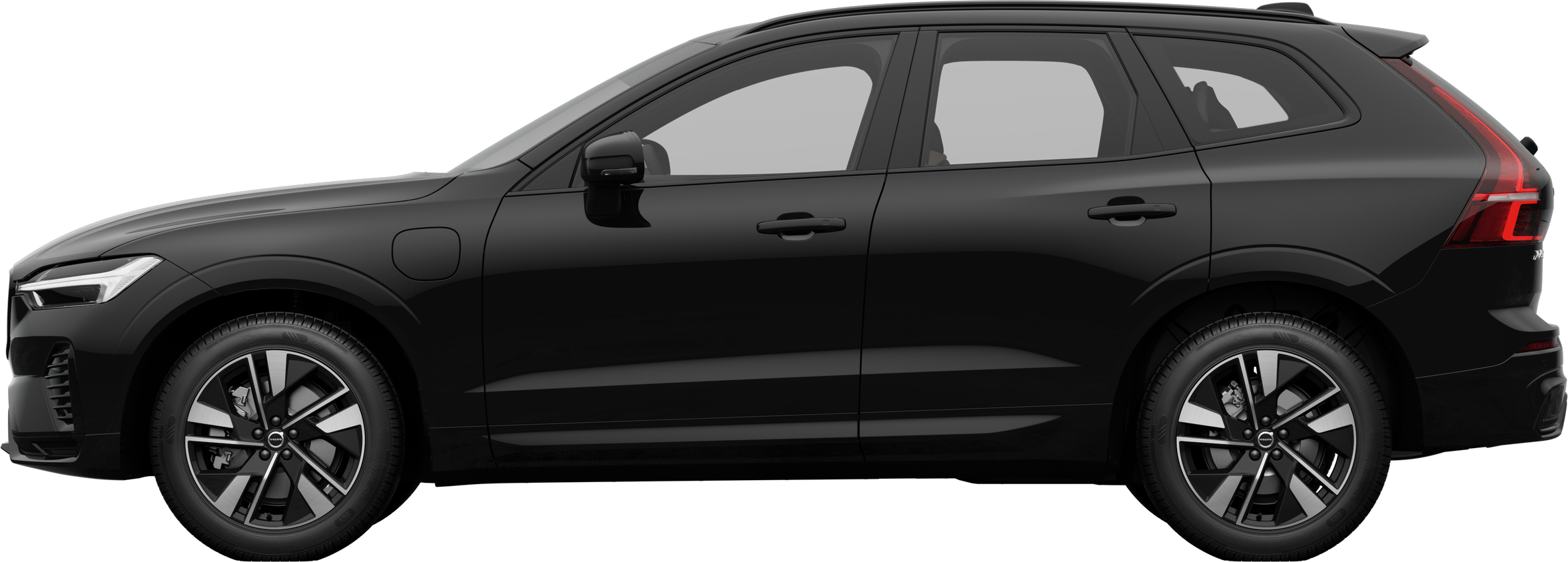 Hình ảnh mặt bên của một chiếc xe Volvo đỗ trên nền studio đơn giản, thể hiện cấu hình và thiết kế kiểu dáng đẹp tổng thể của chiếc xe.