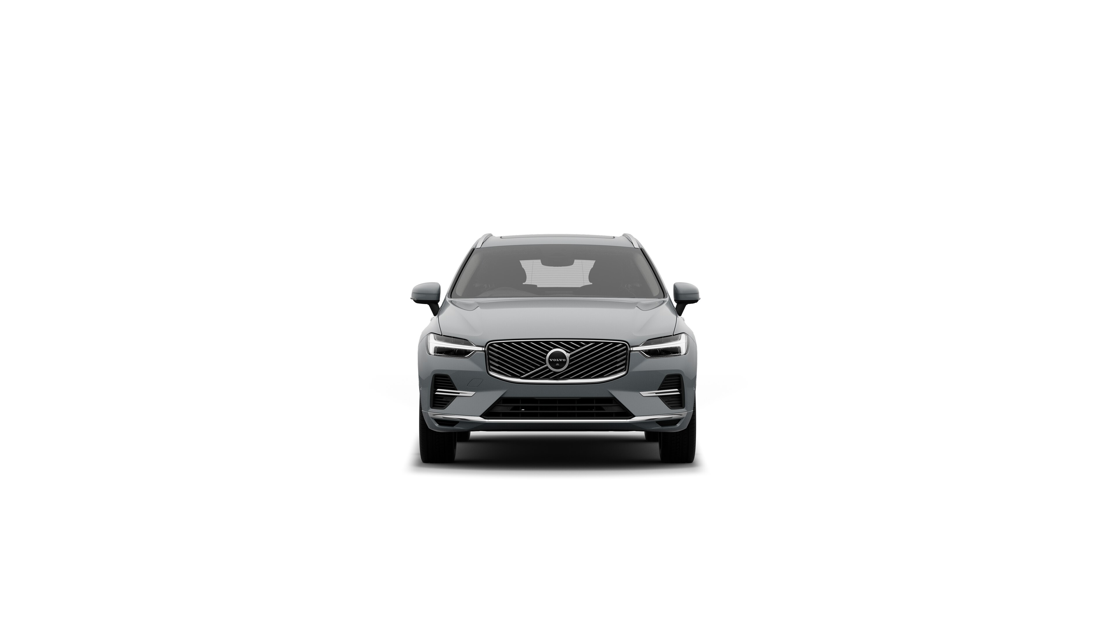 Volvo car front view in a plain studio background.