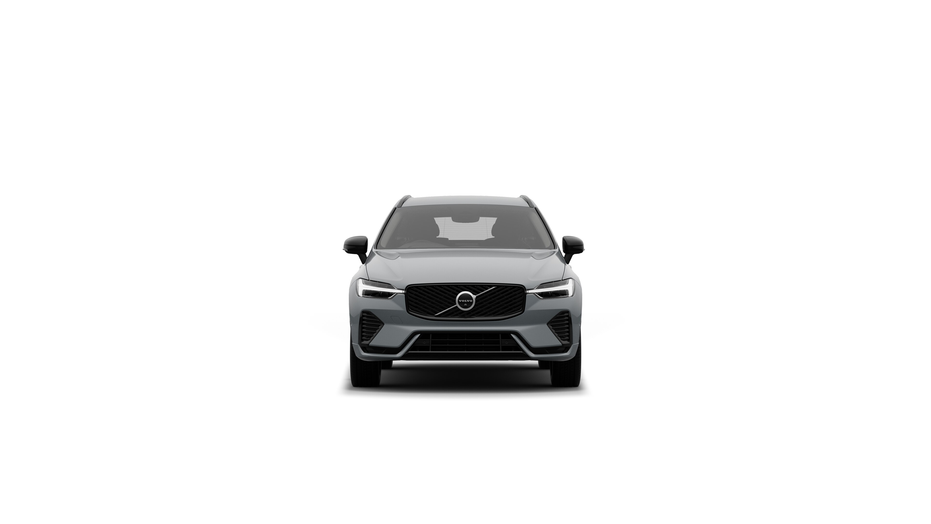 Volvo car front view in a plain studio background.