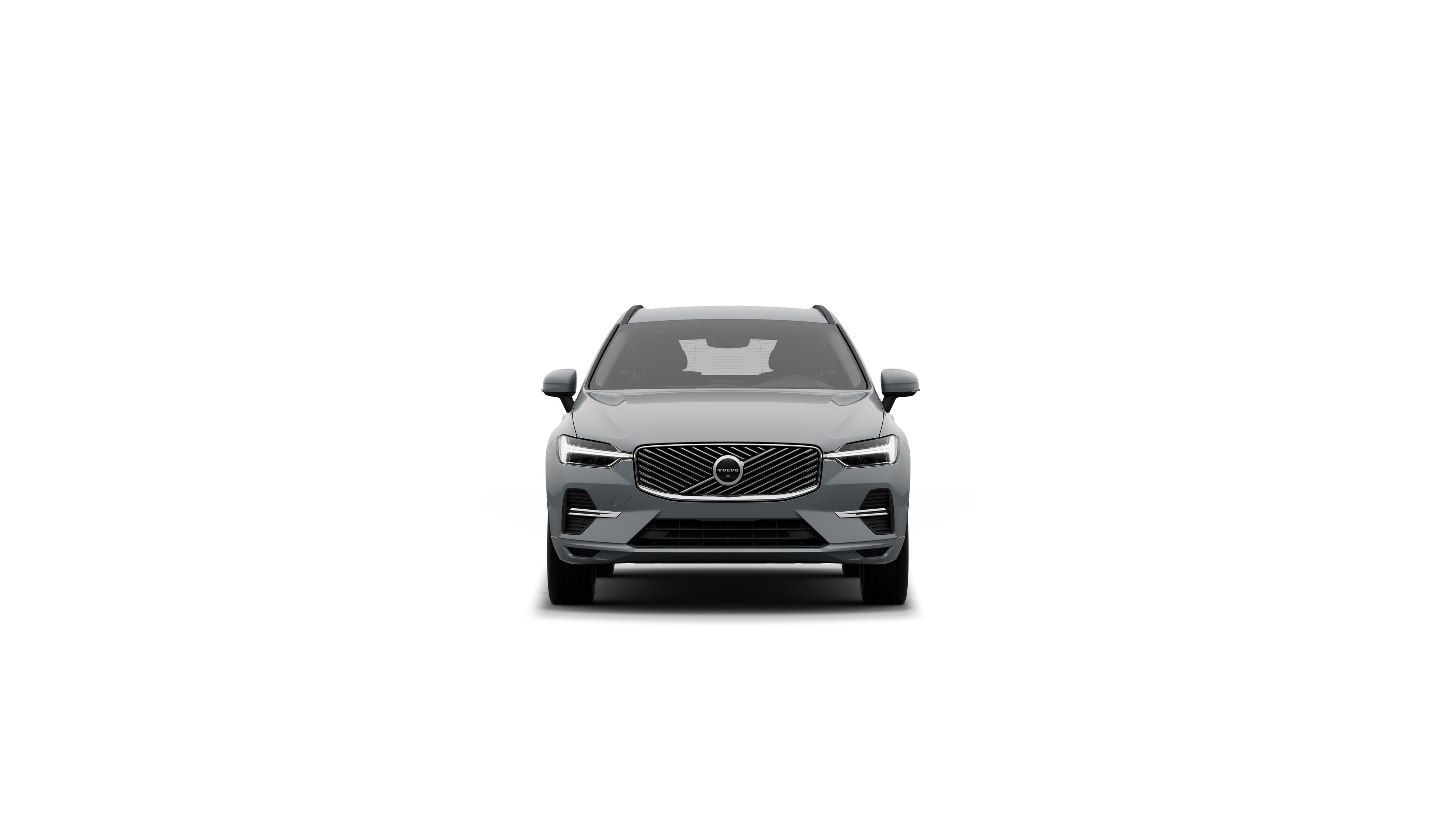 Volvo car front view in a plain studio background.