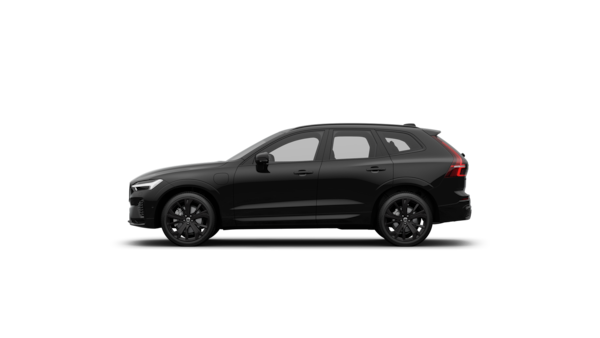 Volvo მანქანის გვერდითი ხედი უბრალო სტუდიის ფონზე.