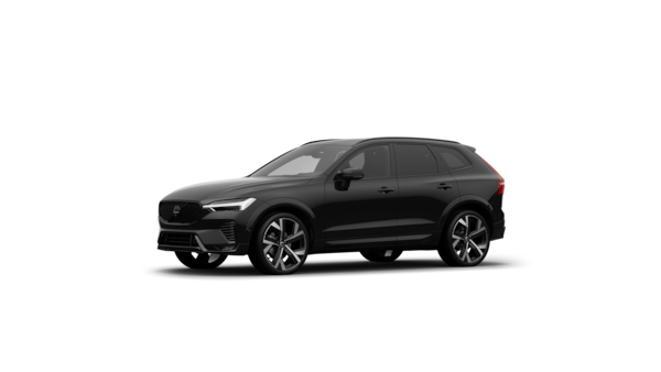 Vue de trois quarts de l’extérieur d’une voiture Volvo sur un fond de studio uni.