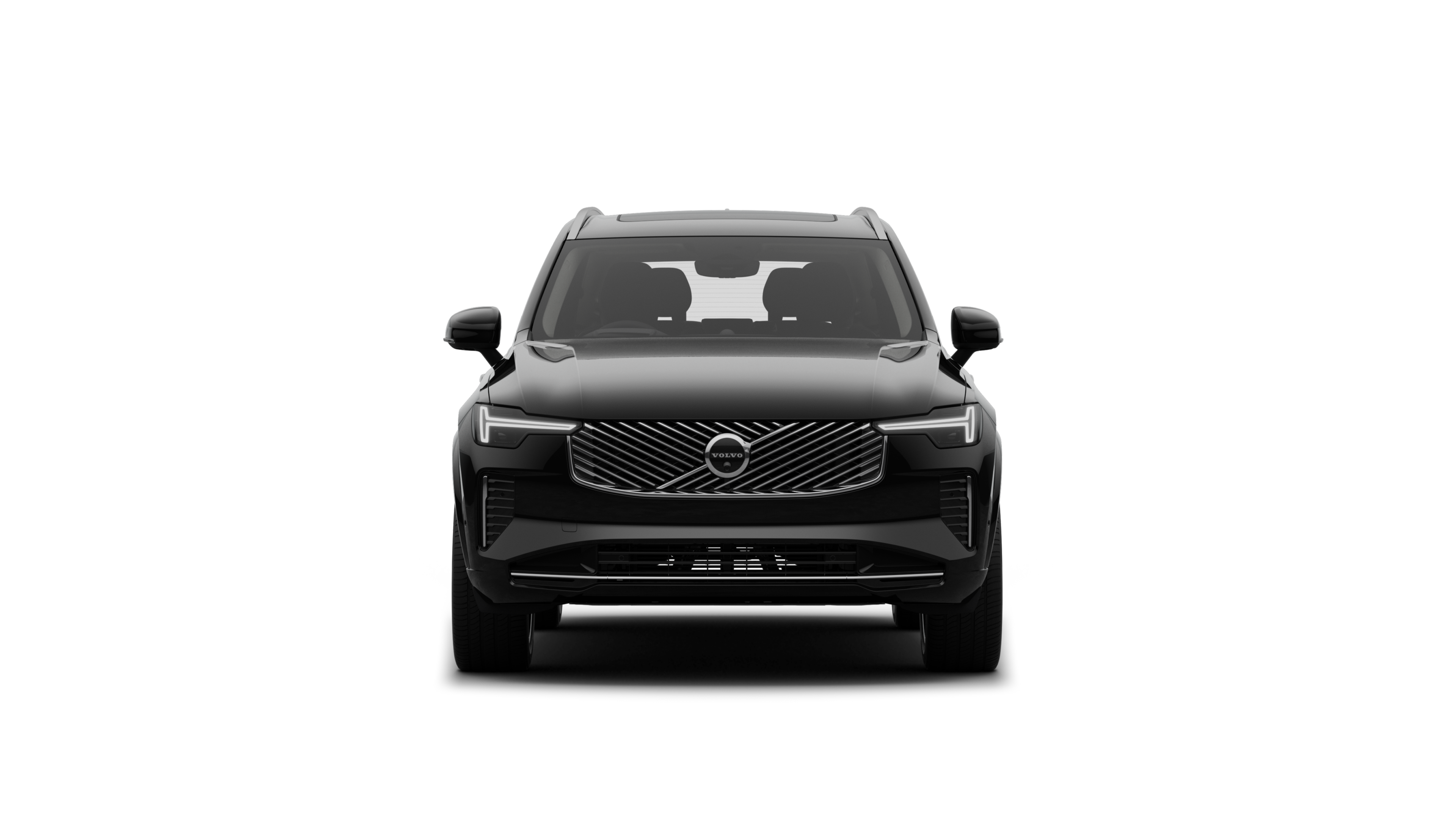 Front view of a Volvo car in a plain studio background.