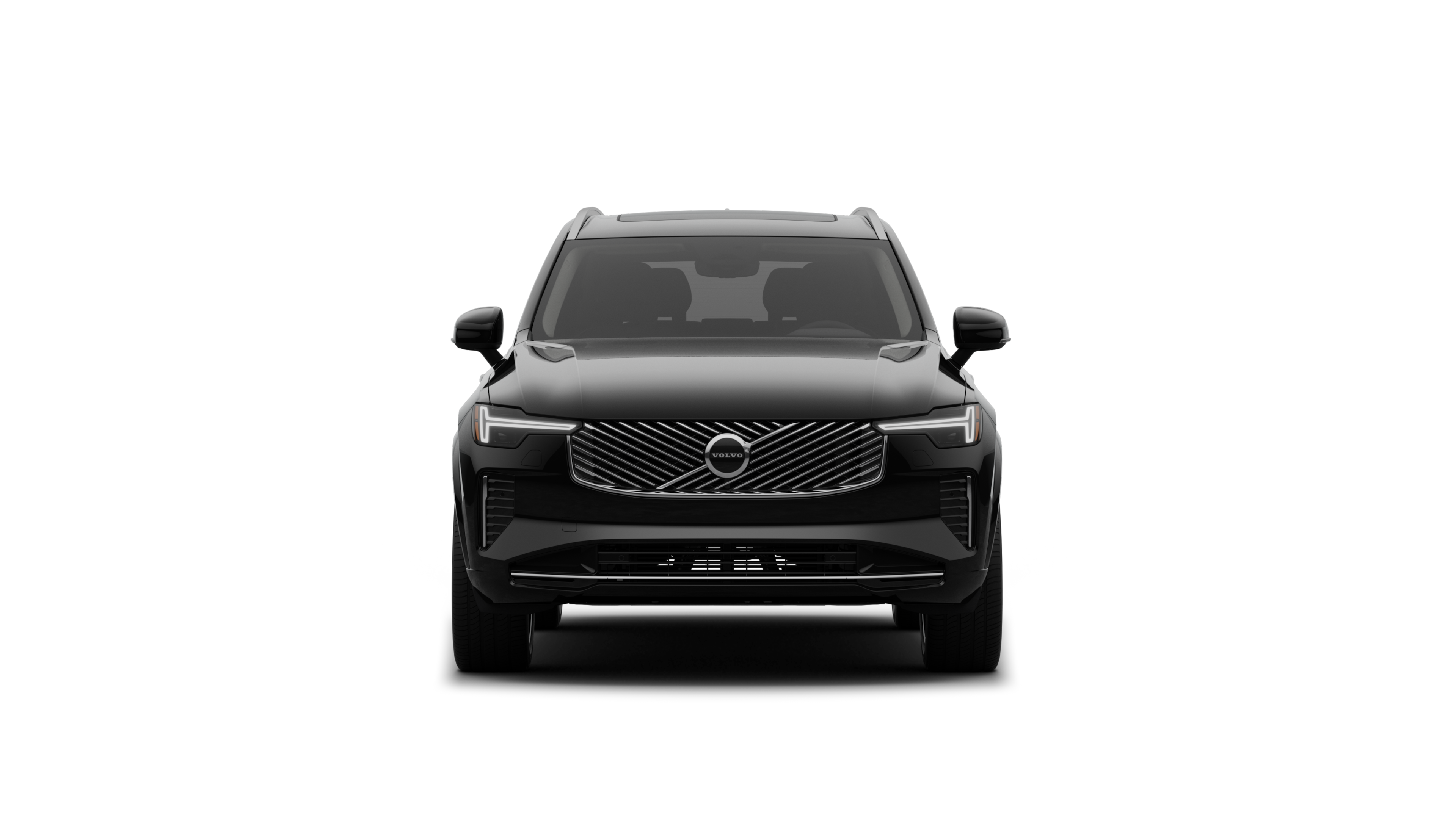 Front view of a Volvo car in a plain studio background.