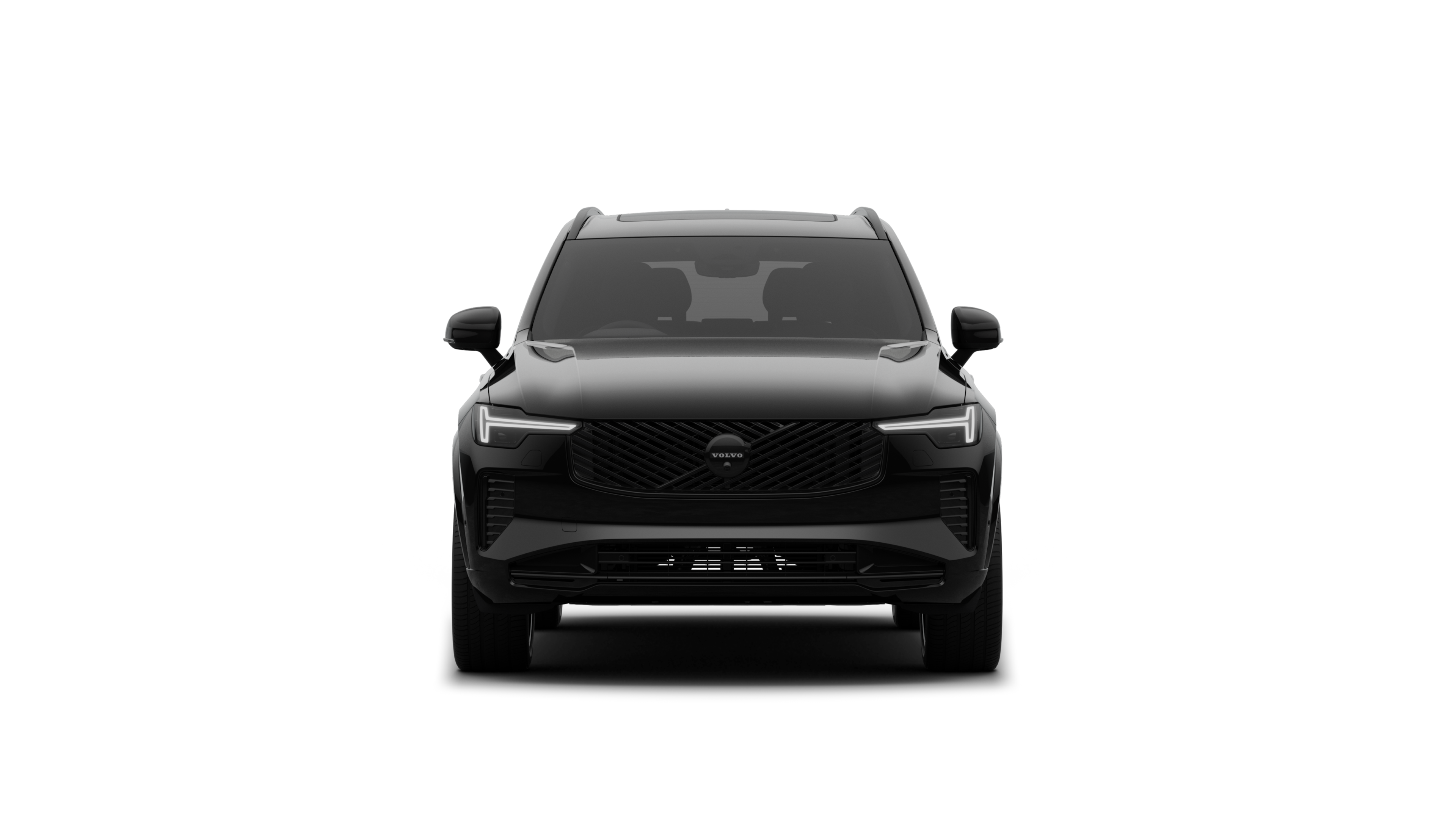 Front view of a Volvo car in a plain studio background.