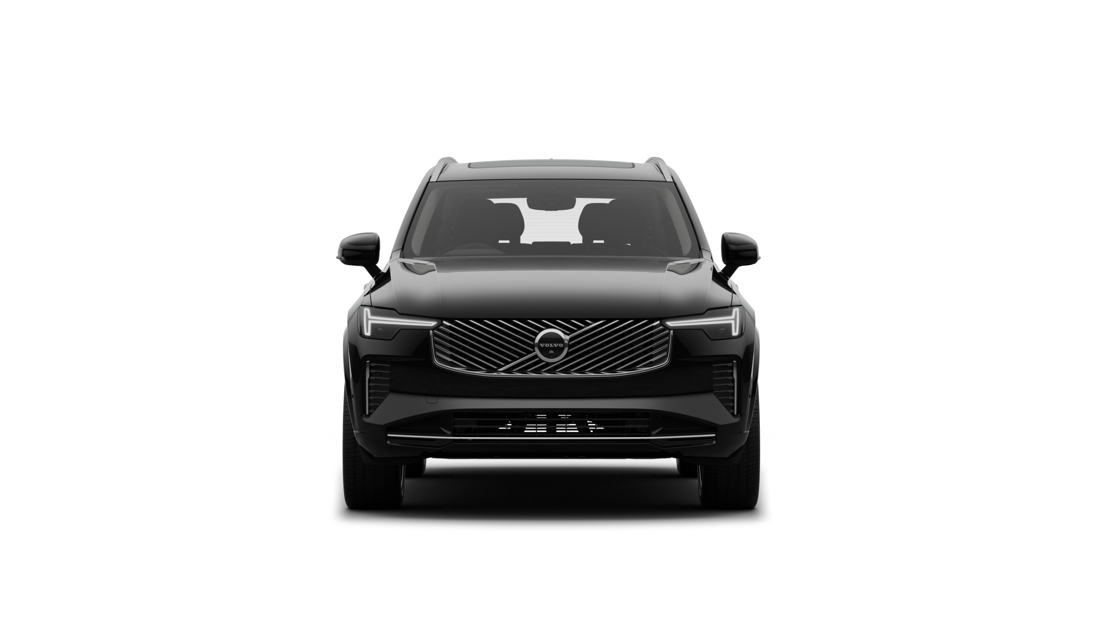 Front view of a Volvo car in a plain studio background.