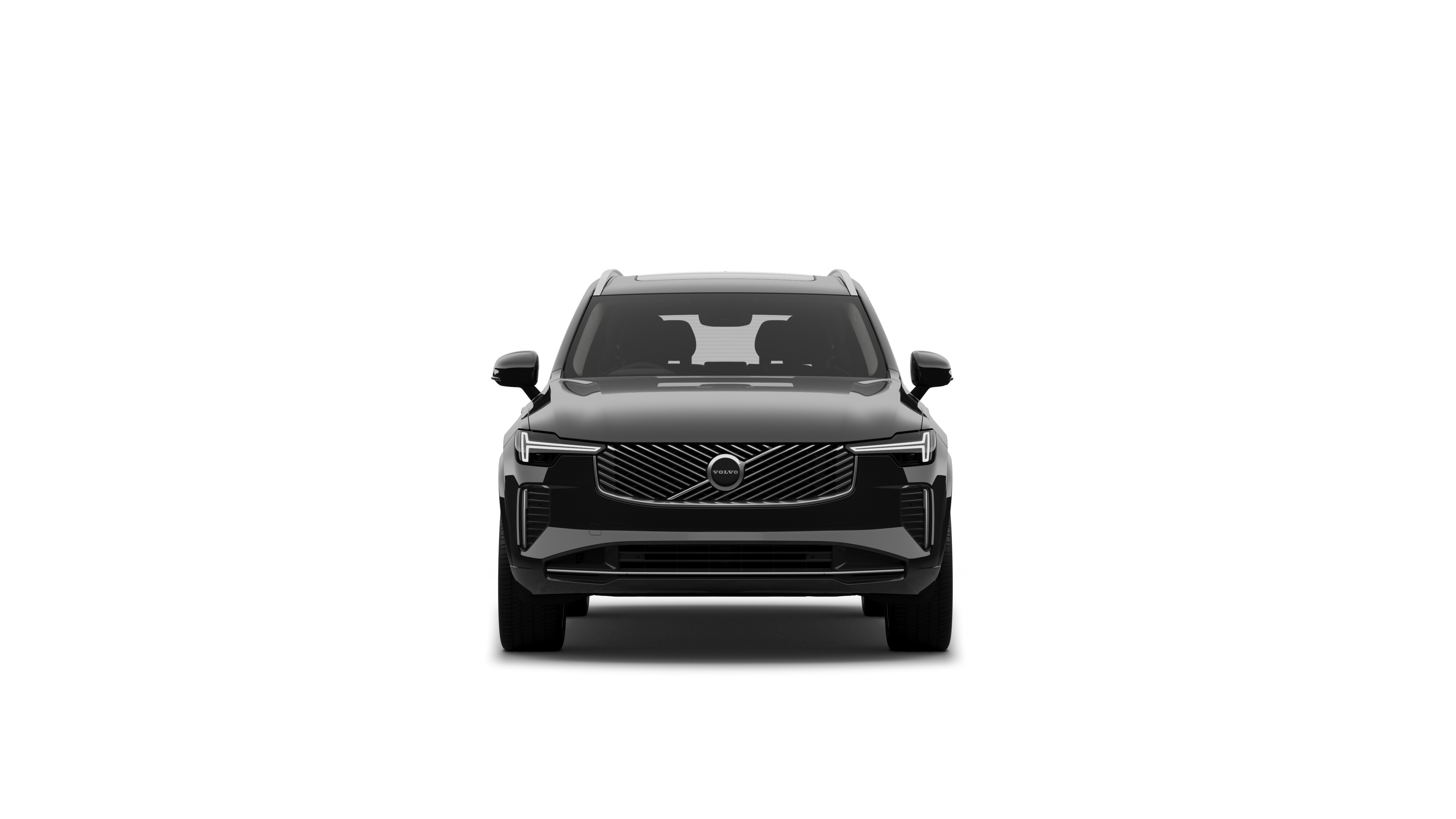 Front view of a Volvo car in a plain studio background.