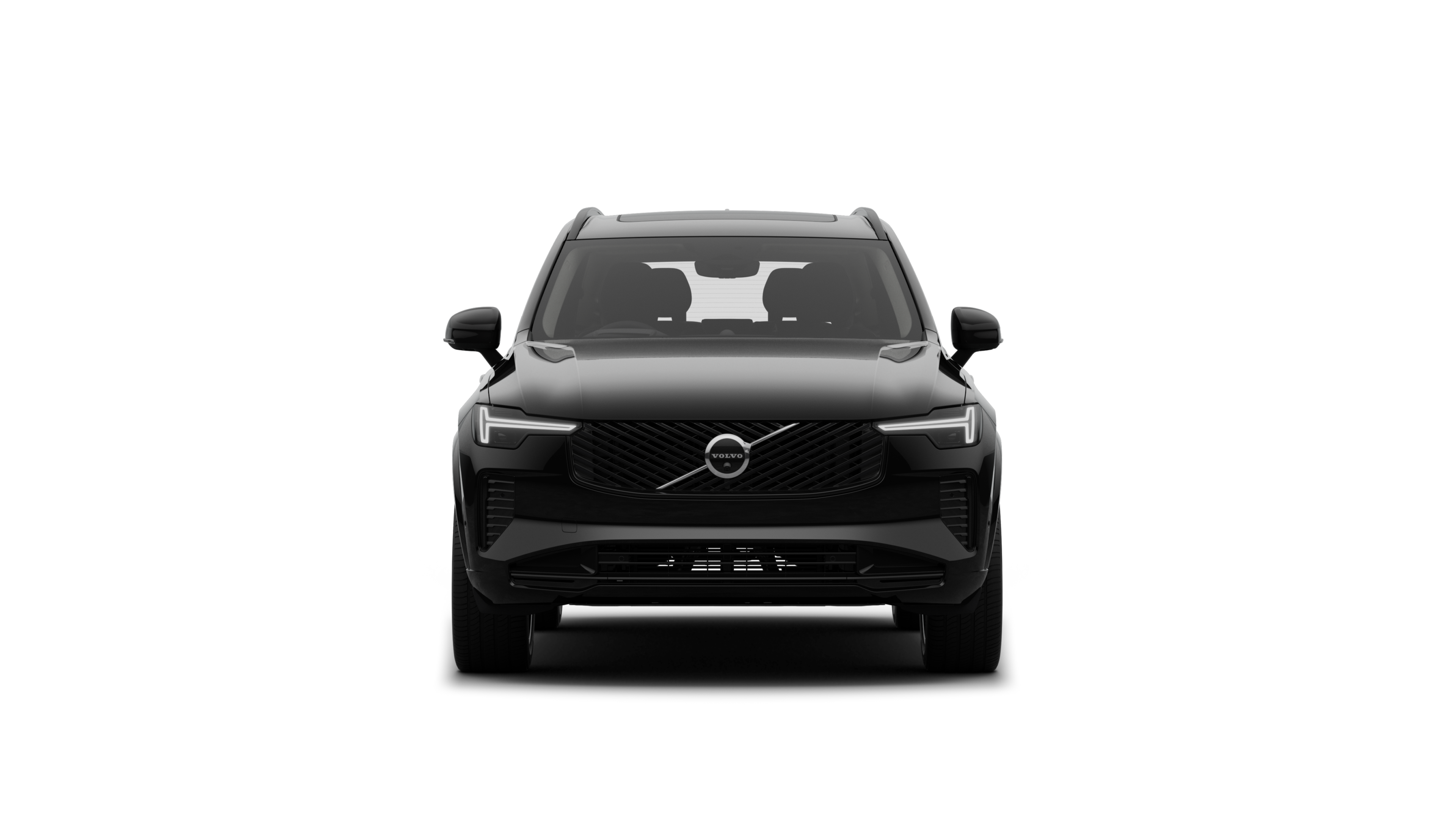 Front view of a Volvo car in a plain studio background.