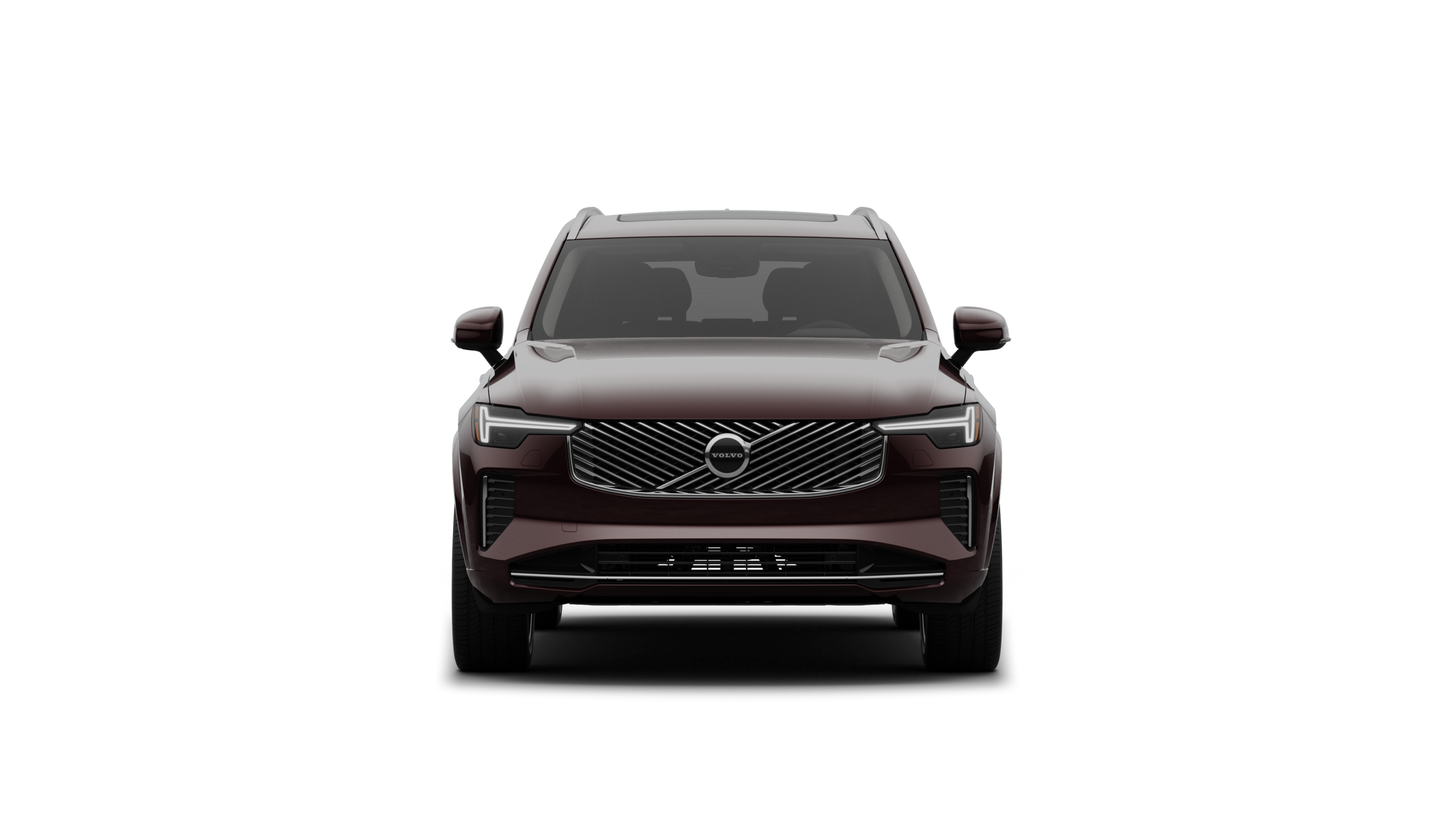 Front view of a Volvo car in a plain studio background.