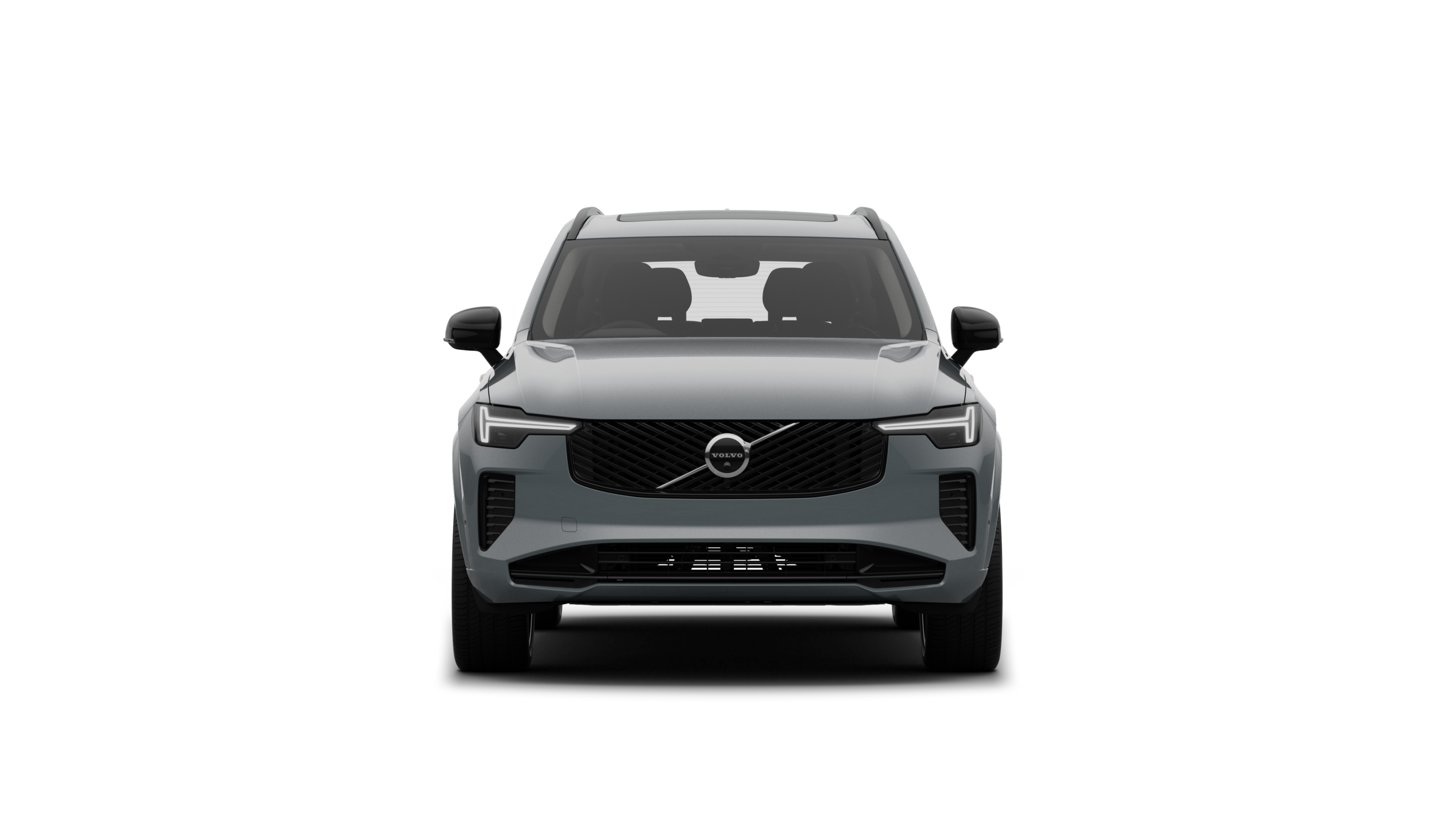 Front view of a Volvo car in a plain studio background.