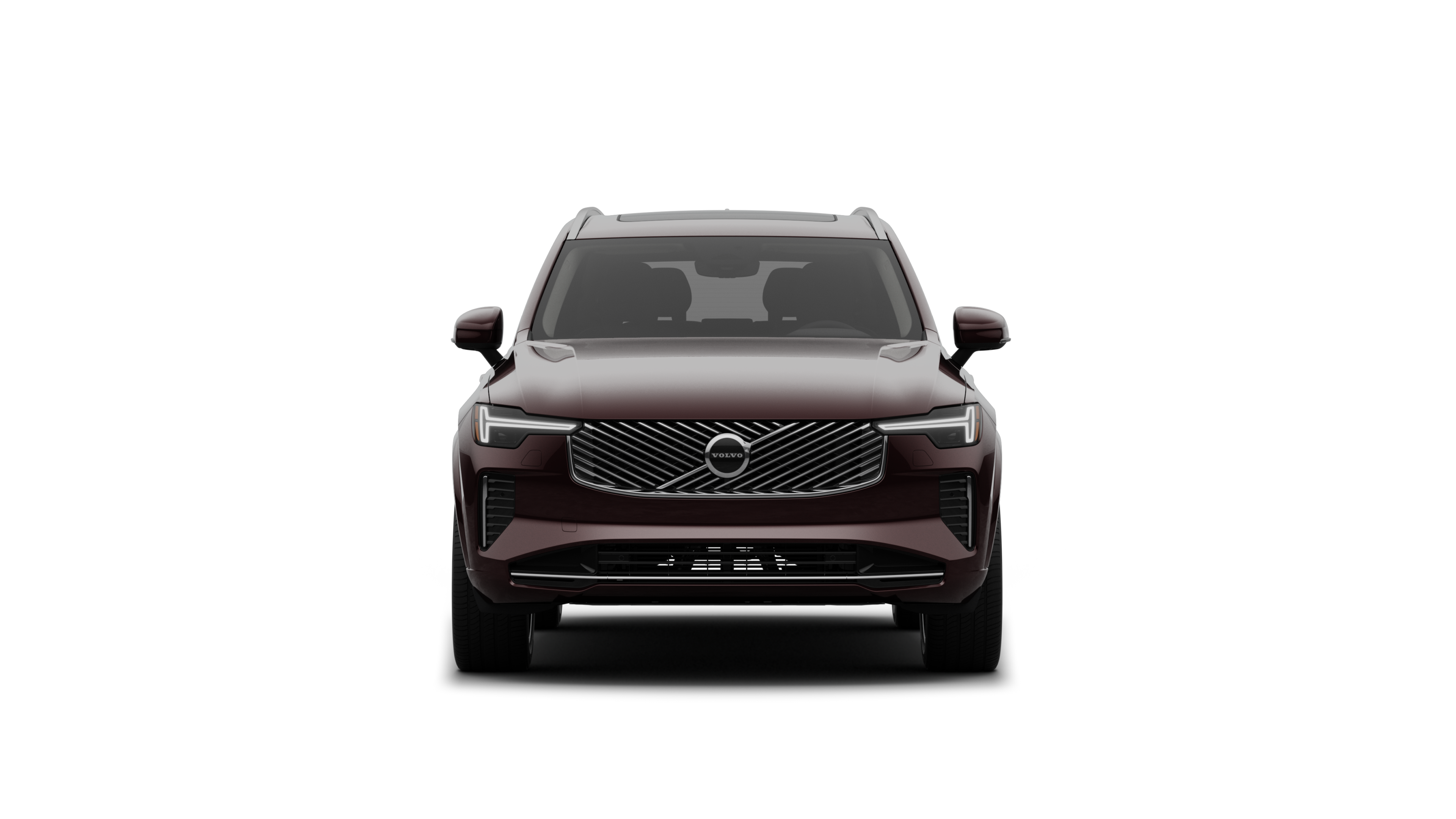 Front view of a Volvo car in a plain studio background.
