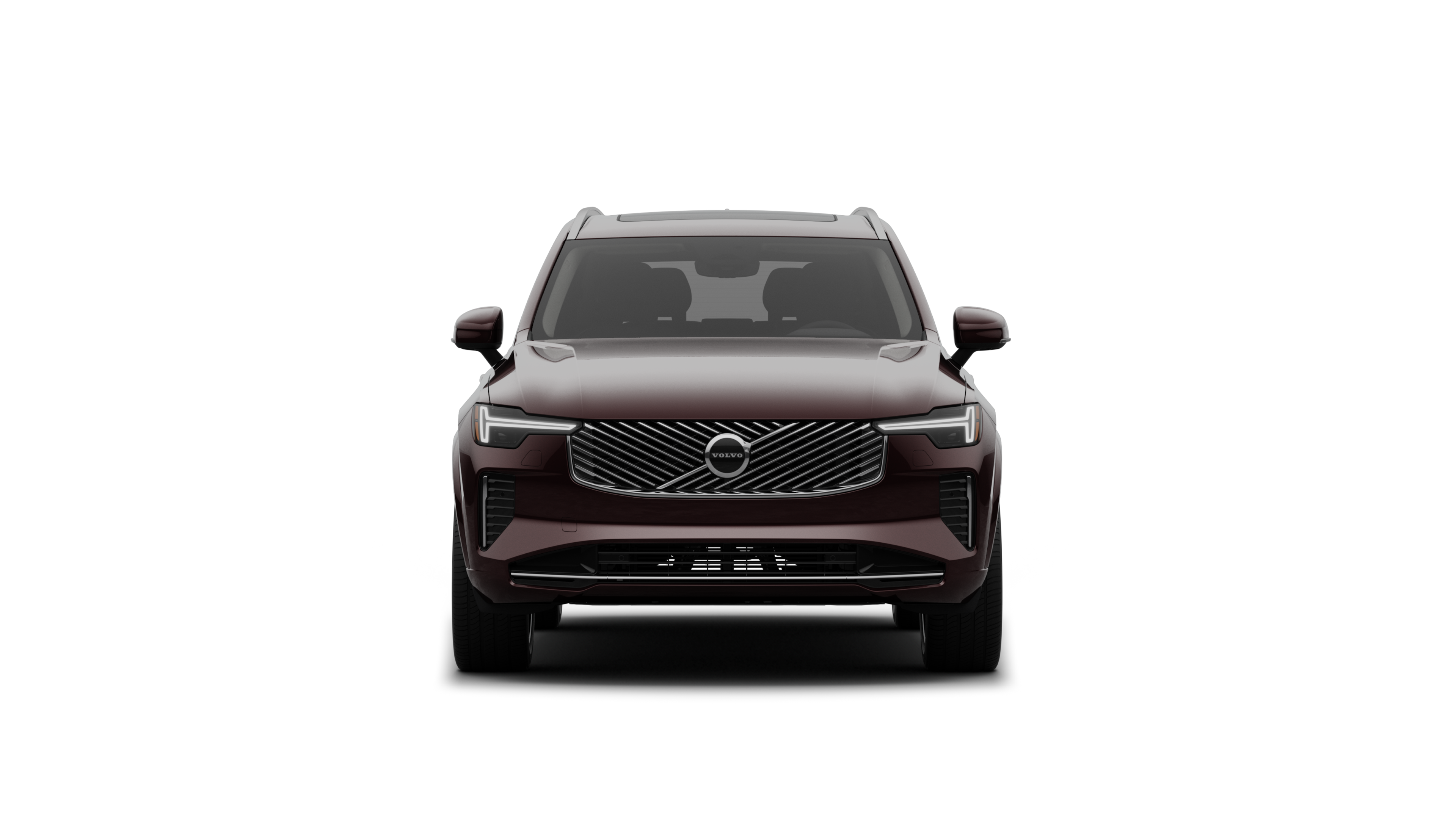 Front view of a Volvo car in a plain studio background.