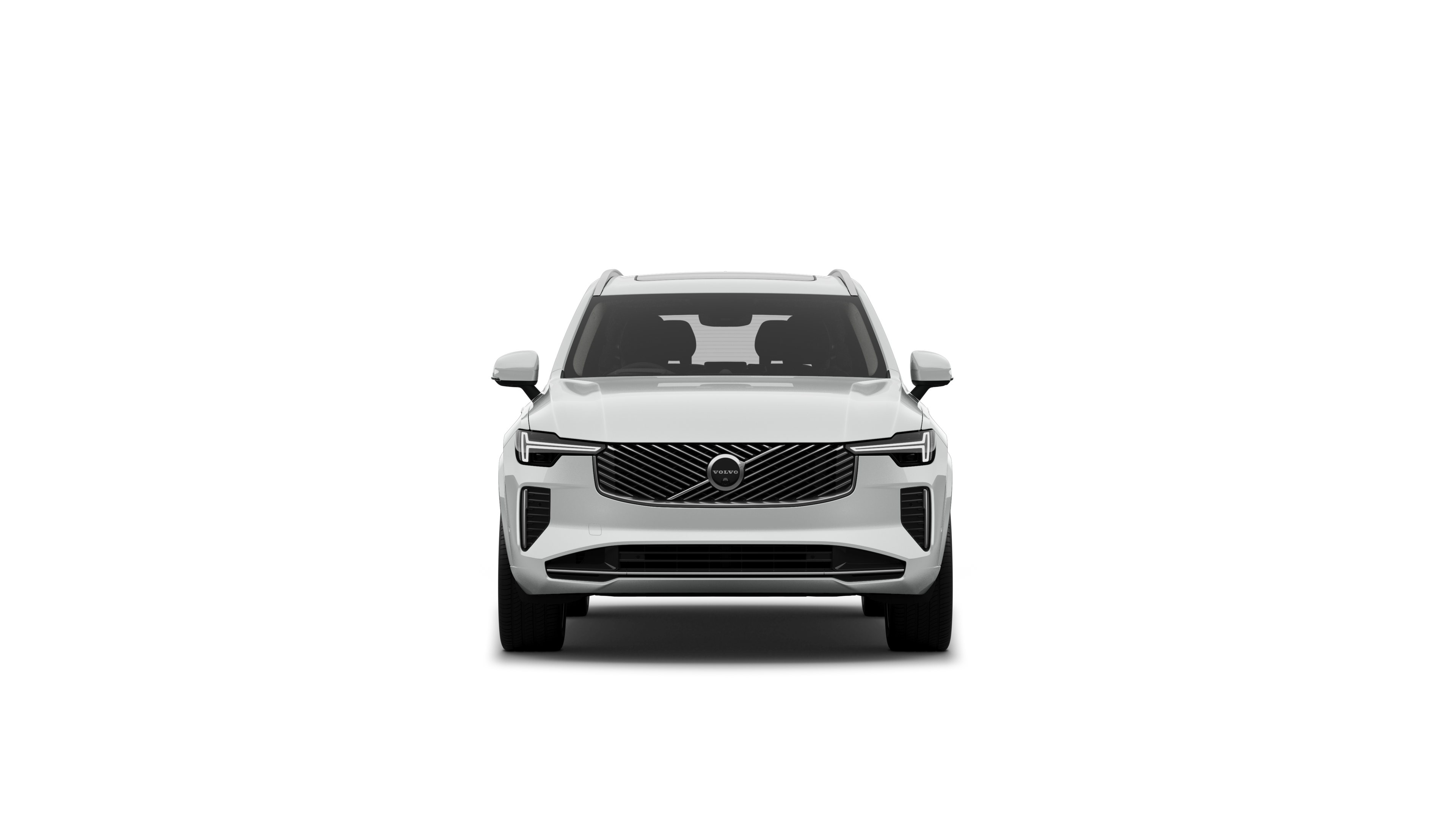 Front view of a Volvo car in a plain studio background.