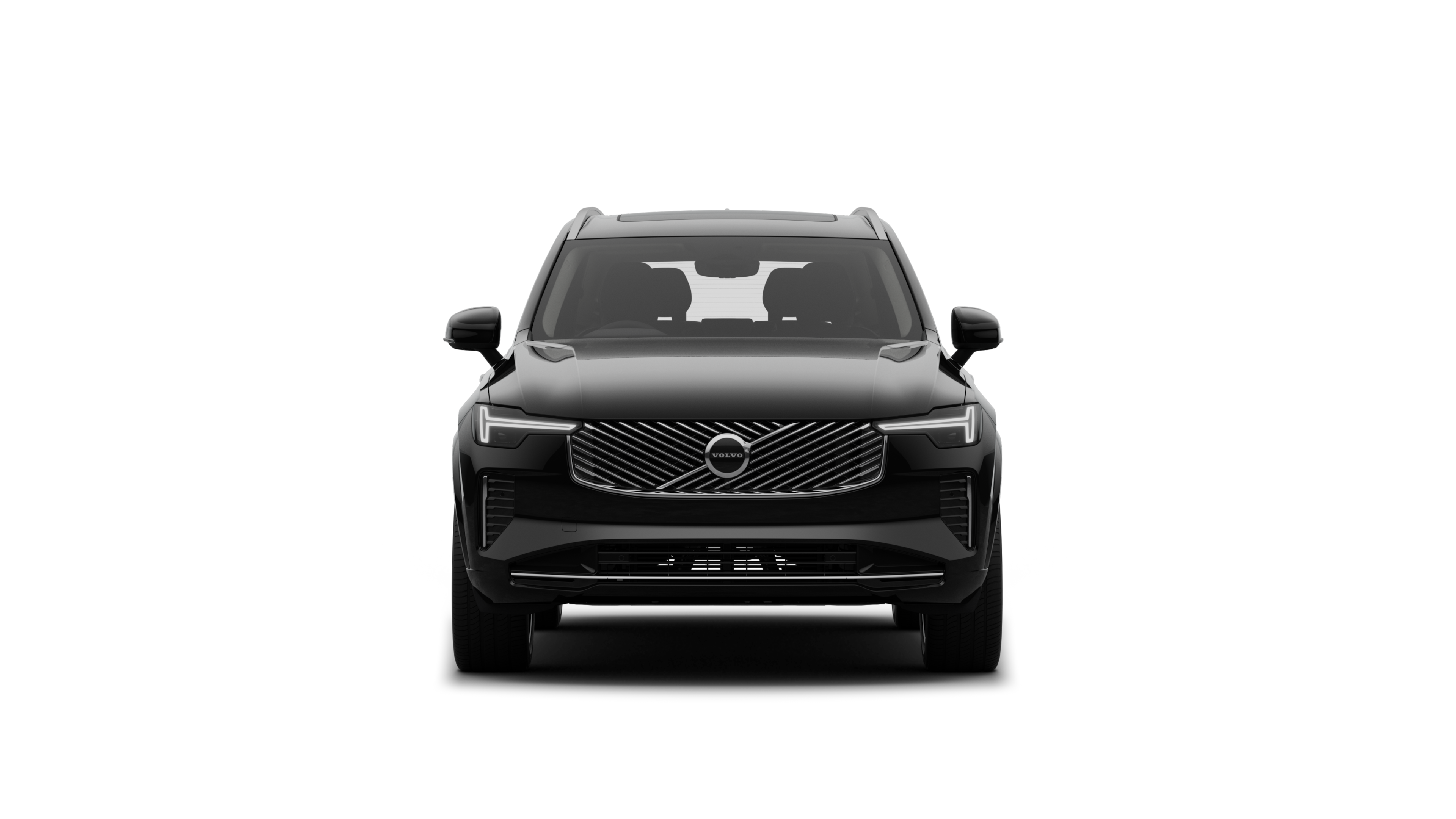 Front view of a Volvo car in a plain studio background.