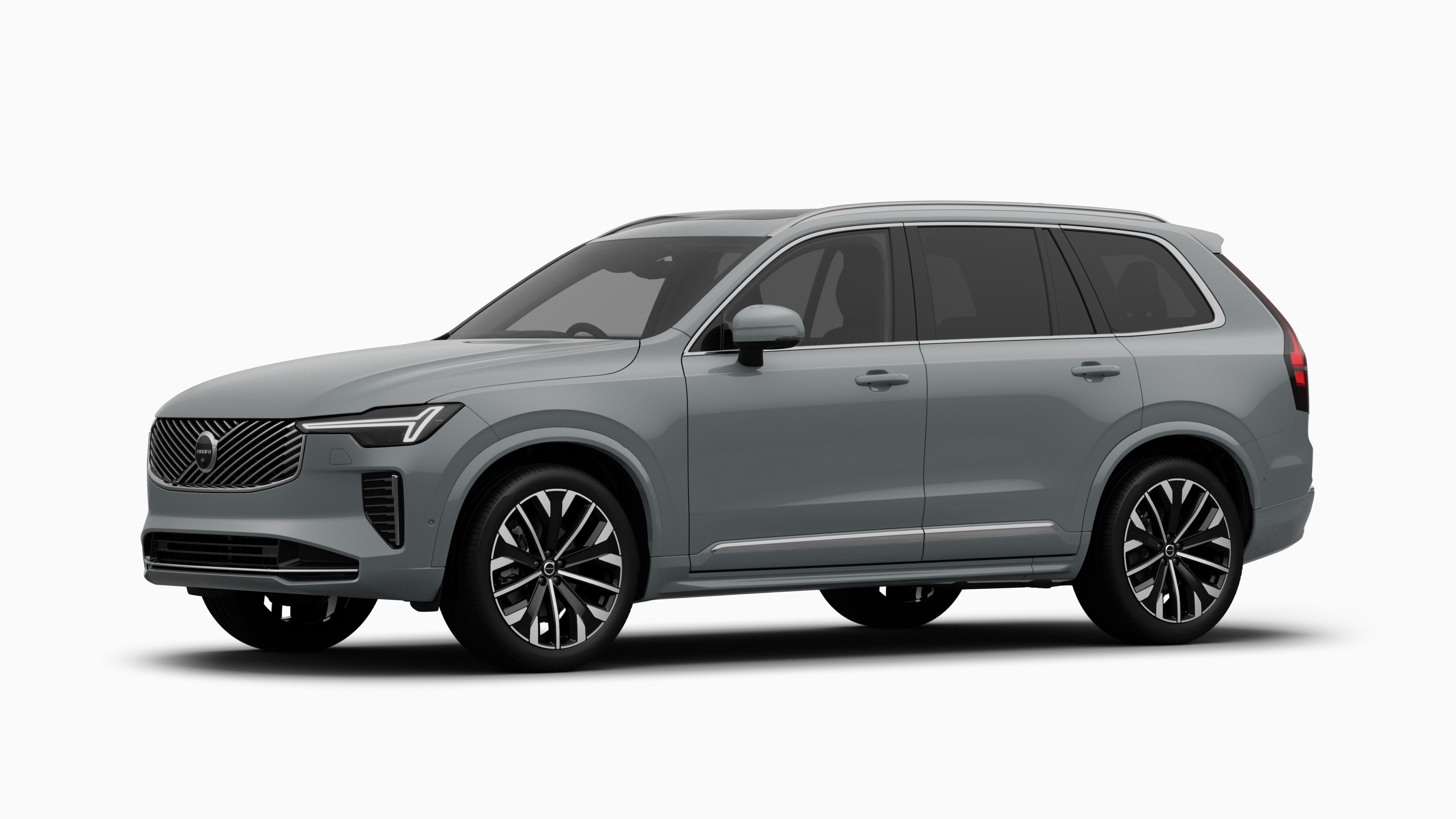 Volvo car exterior in three-quarter view, plain studio background.
