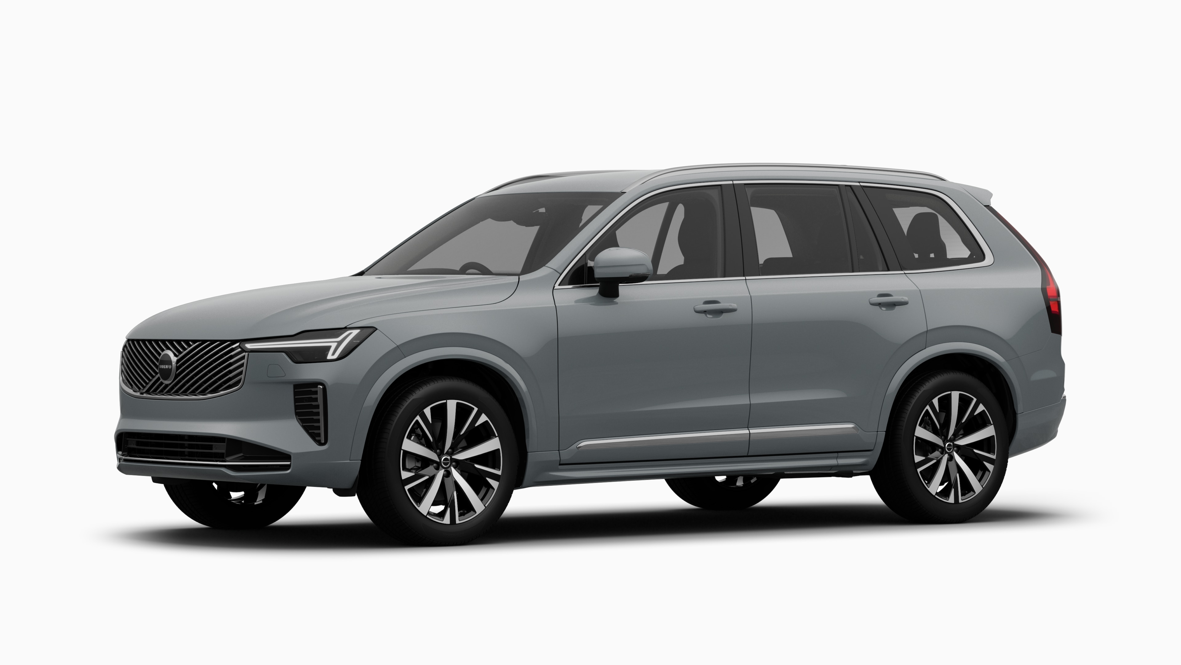 Volvo car exterior in three-quarter view, plain studio background.