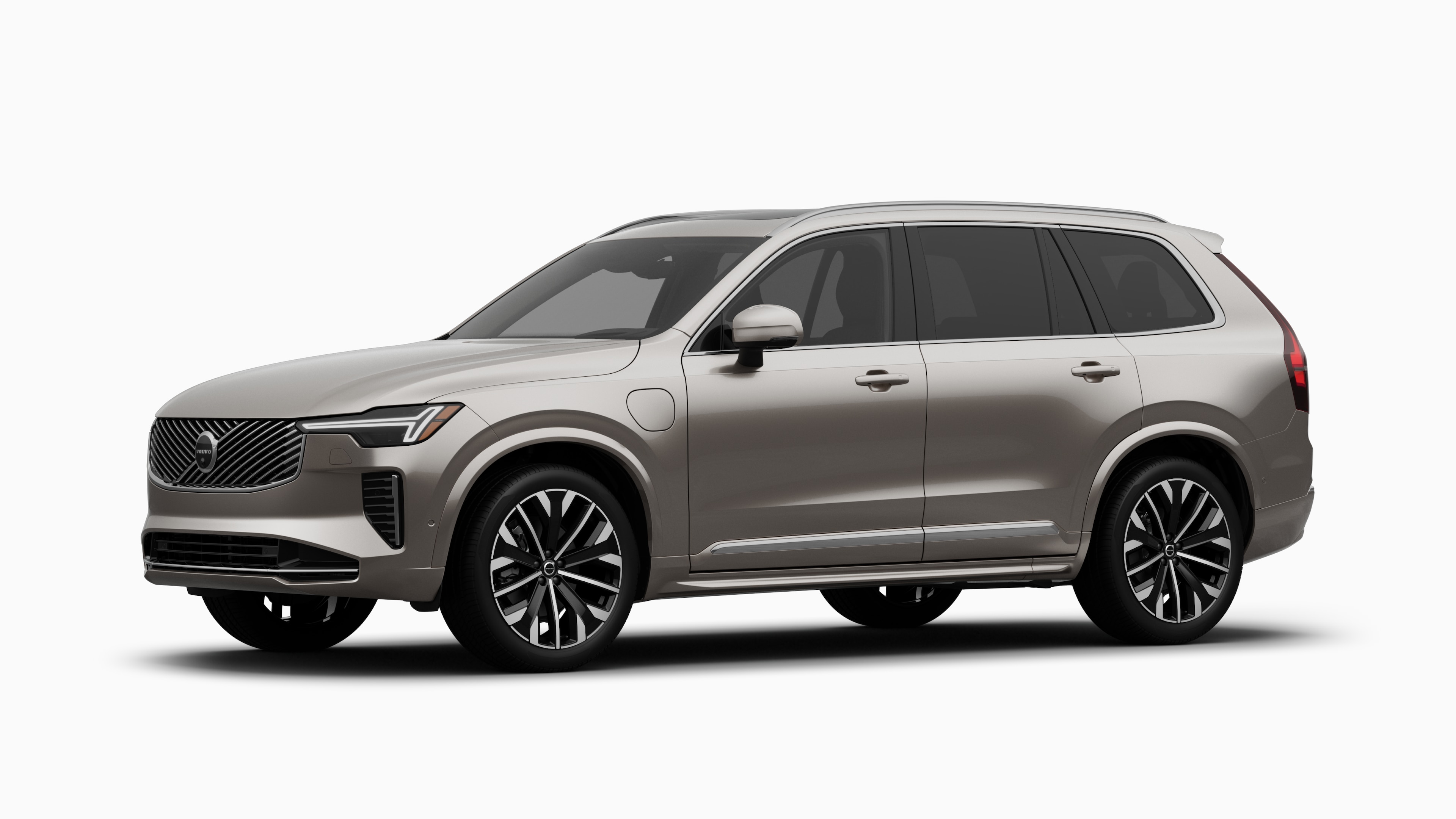 Volvo car exterior in three-quarter view, plain studio background.
