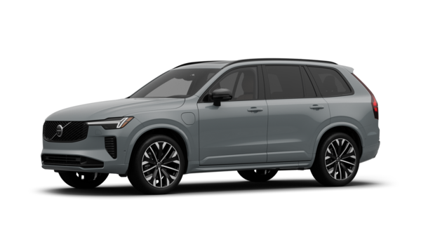 Volvo car exterior in three-quarter view, plain studio background.