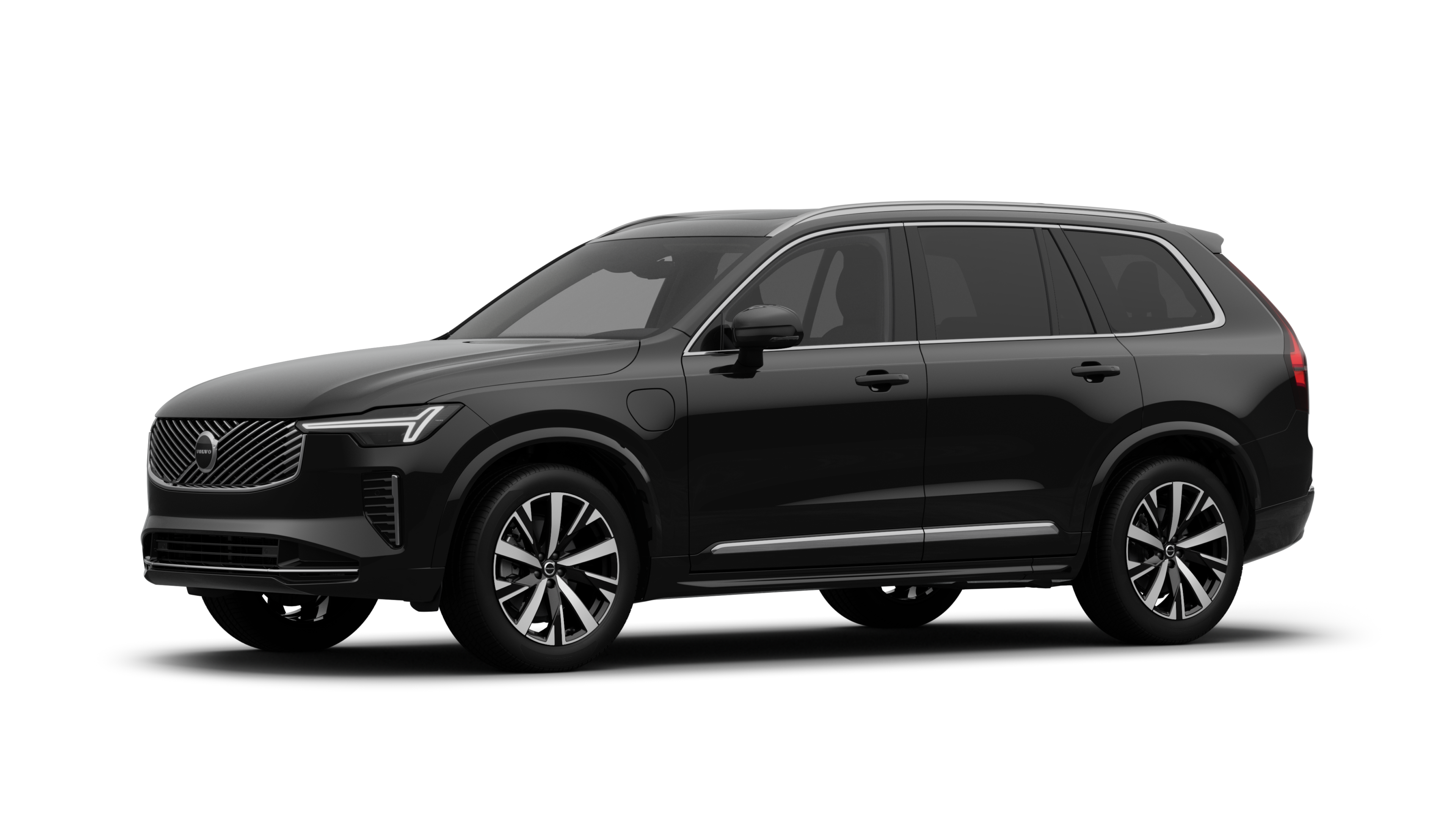 Exterior del vehículo Volvo en vista de tres cuartos, fondo de estudio liso.