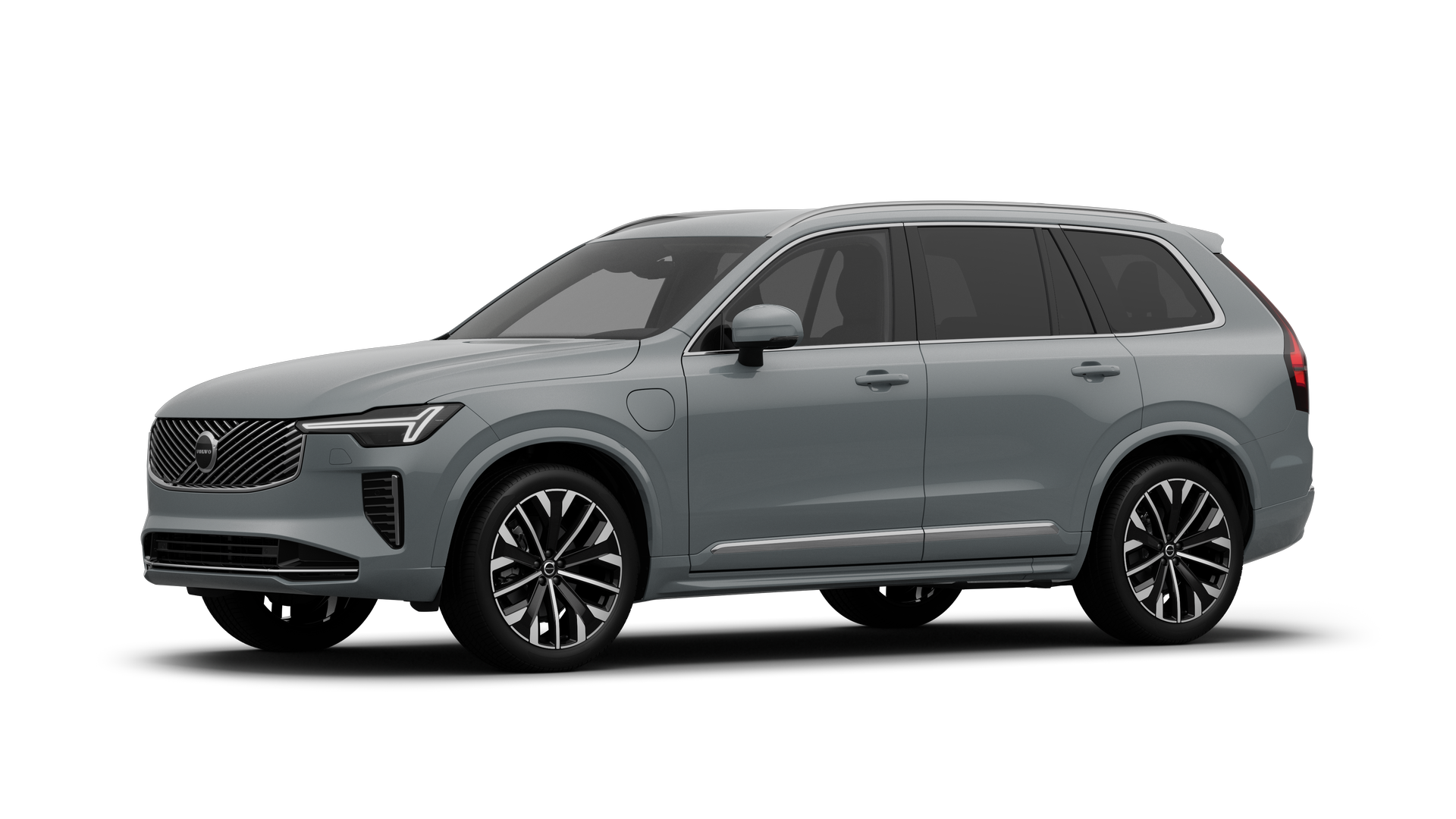 Volvo avtomobil eksteryer üç dörddə bir baxışda, sadə studiya fonunda.