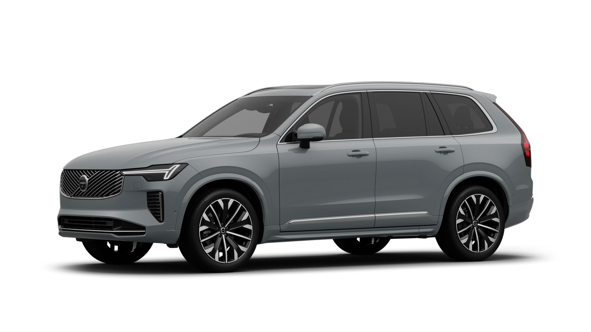 מבט מהצד על מכונית וולוו במבט שלושת רבעי, רקע סטודיו רגיל.