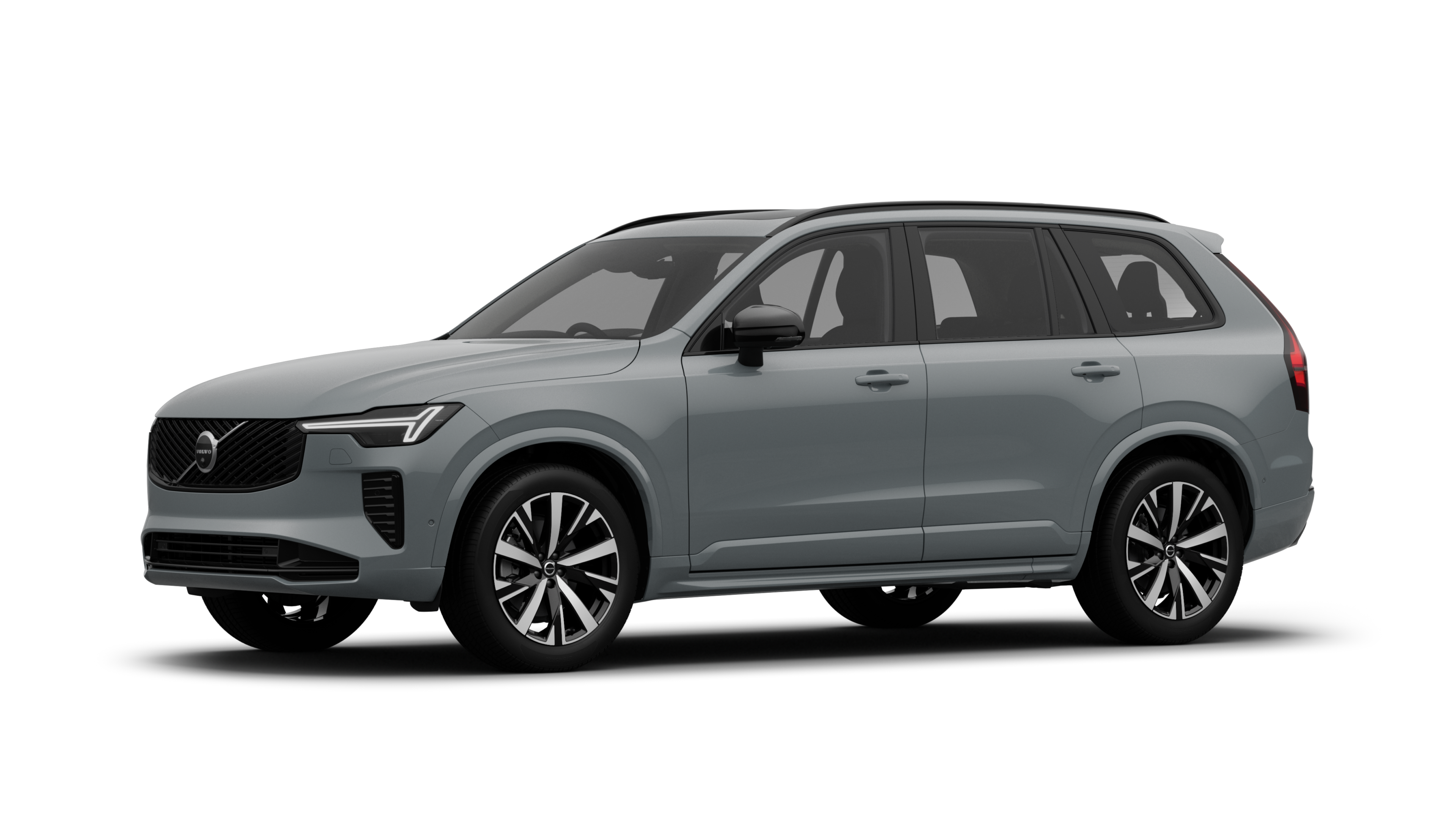 Volvo car exterior in three-quarter view, plain studio background.