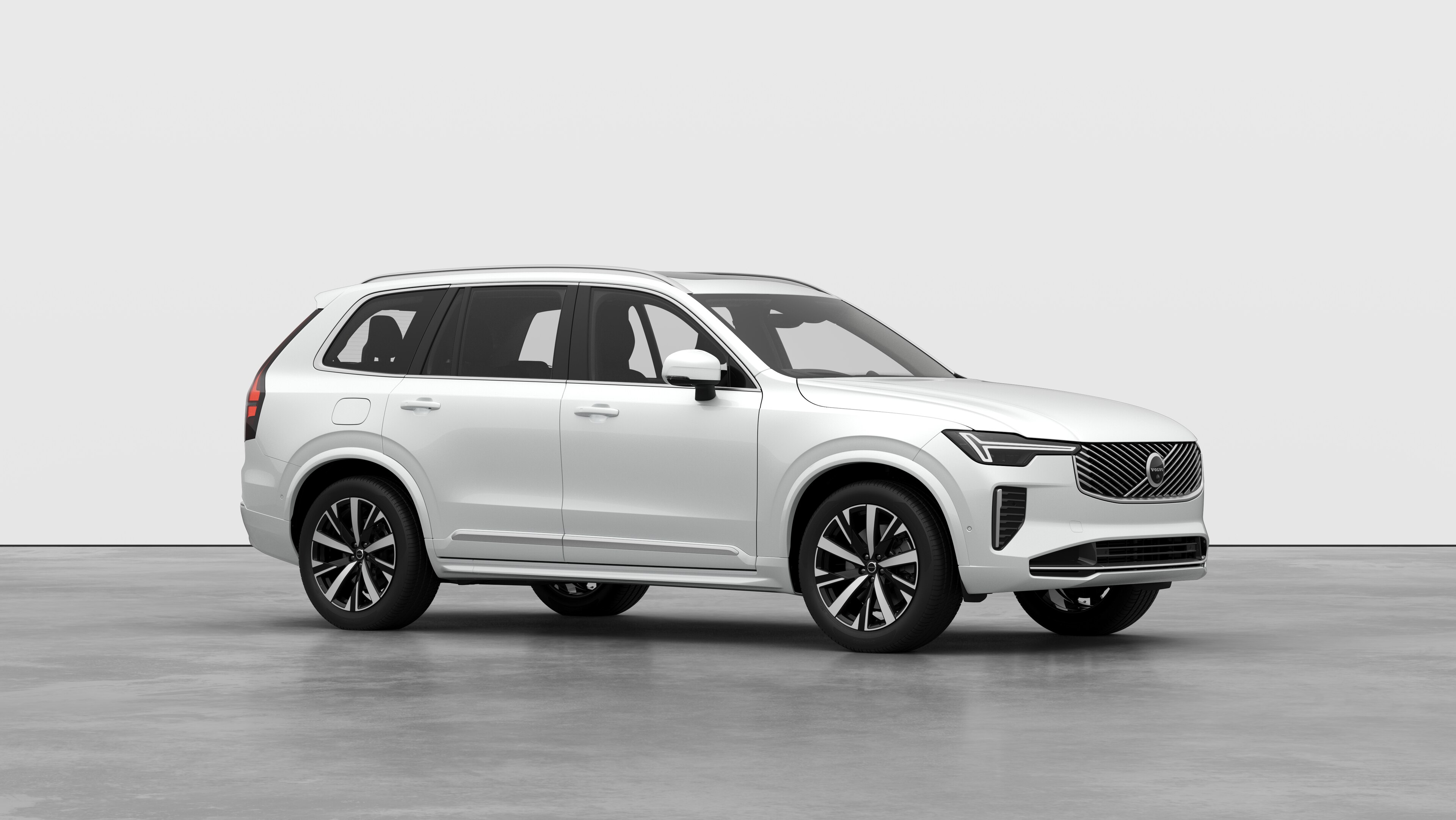 Volvo car exterior, three-quarter view in a plain studio background.