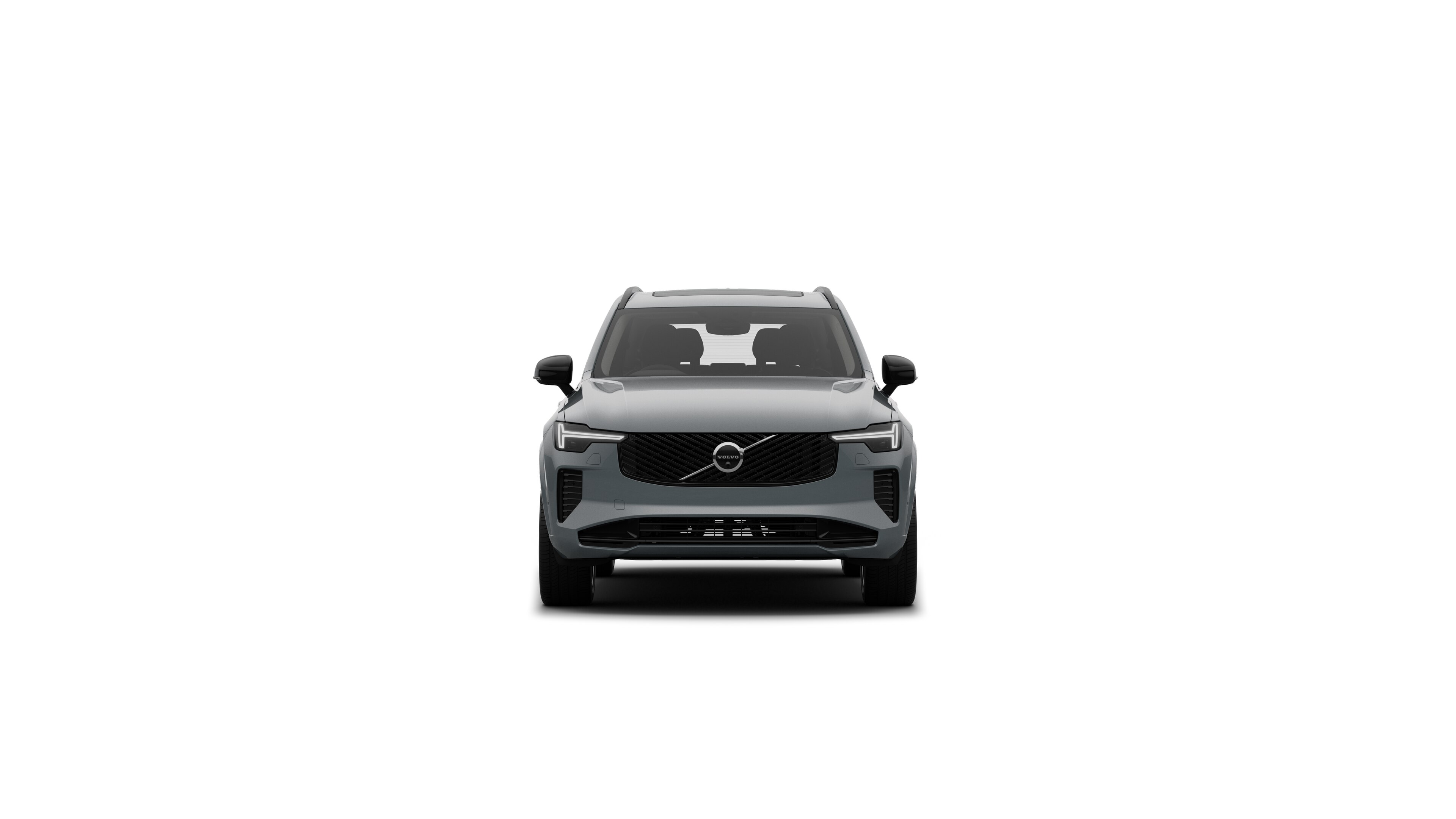 Volvo car front view in a plain studio background.