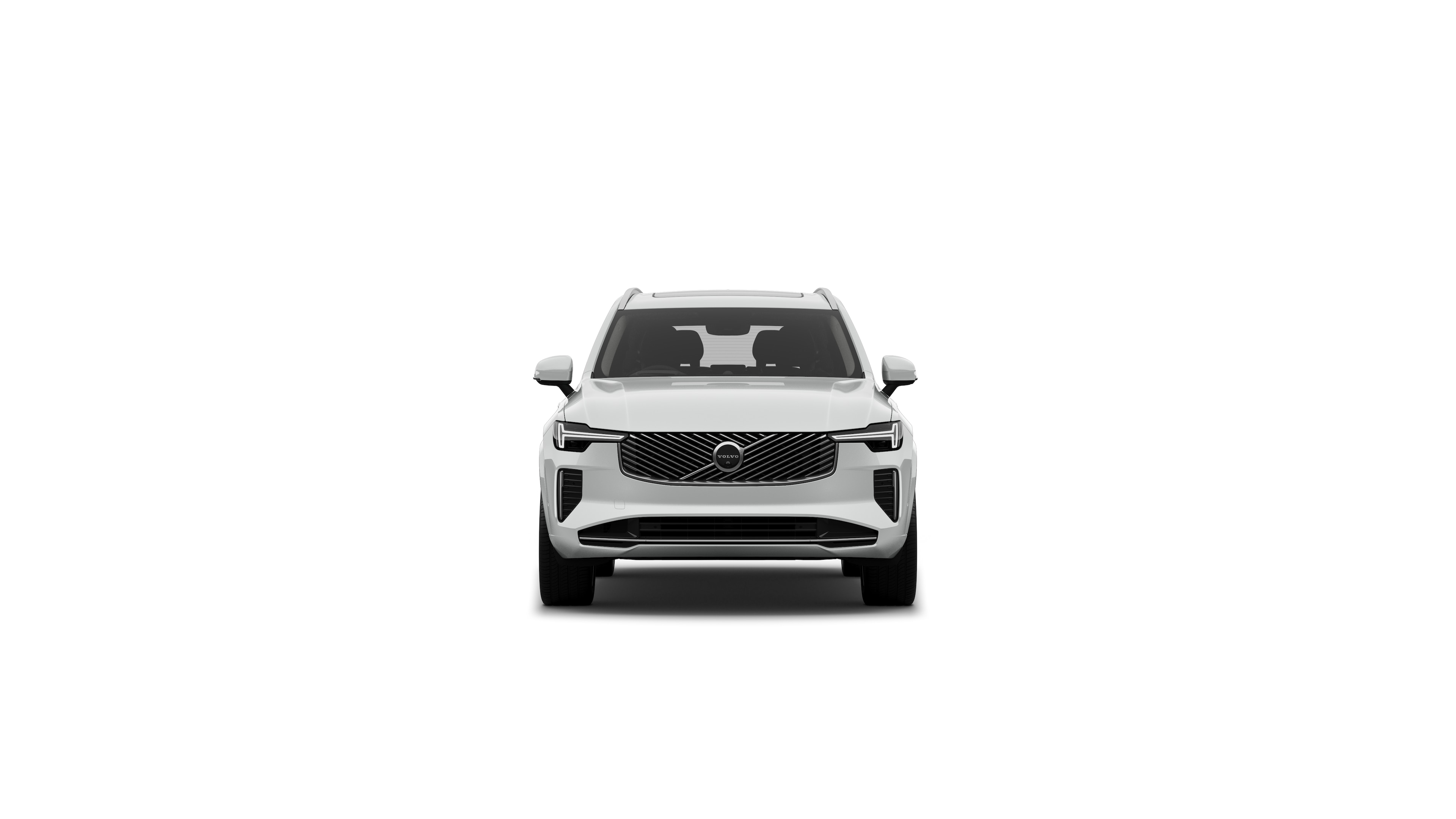 Volvo car front view in a plain studio background.