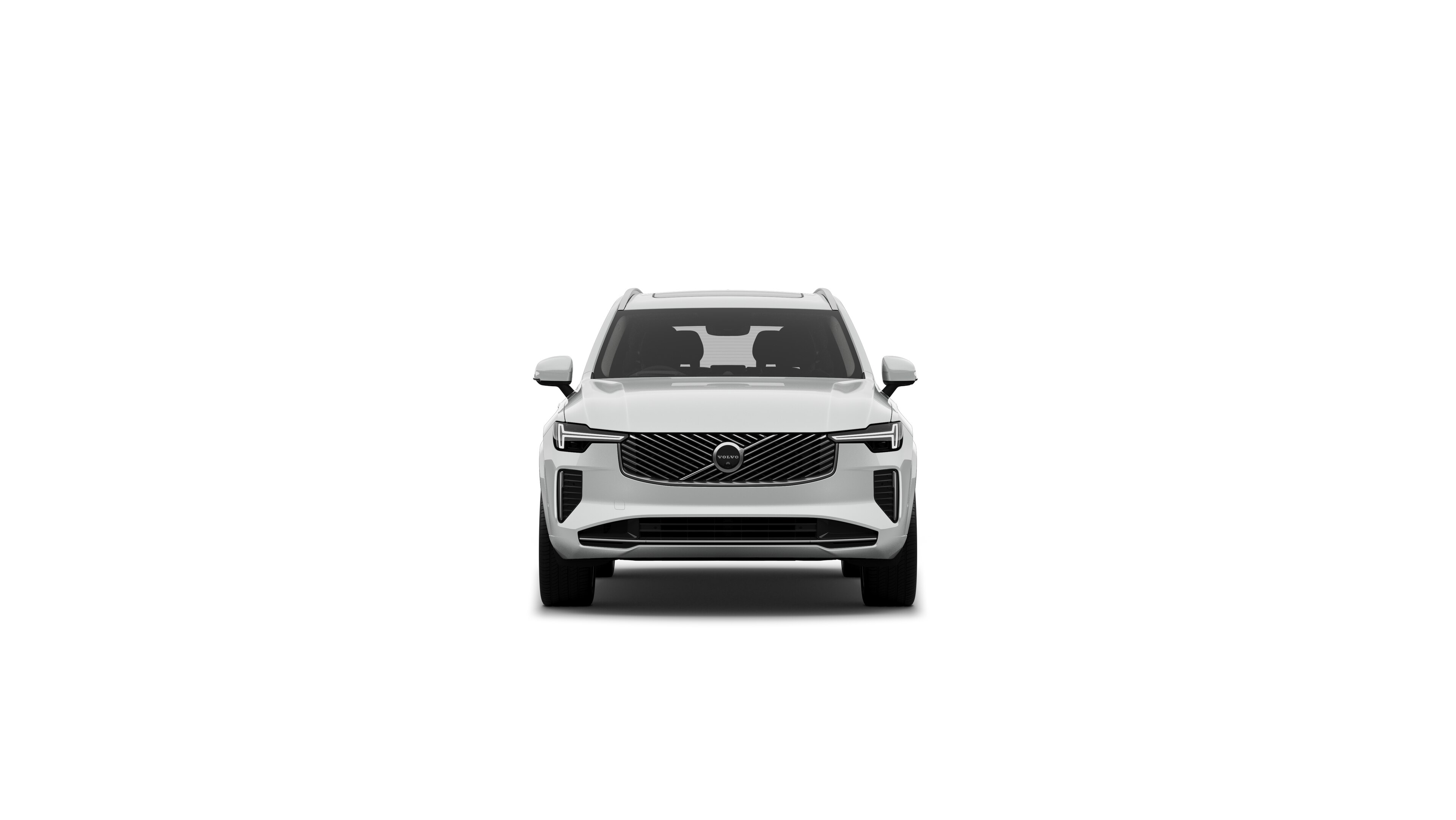 Volvo car front view in a plain studio background.