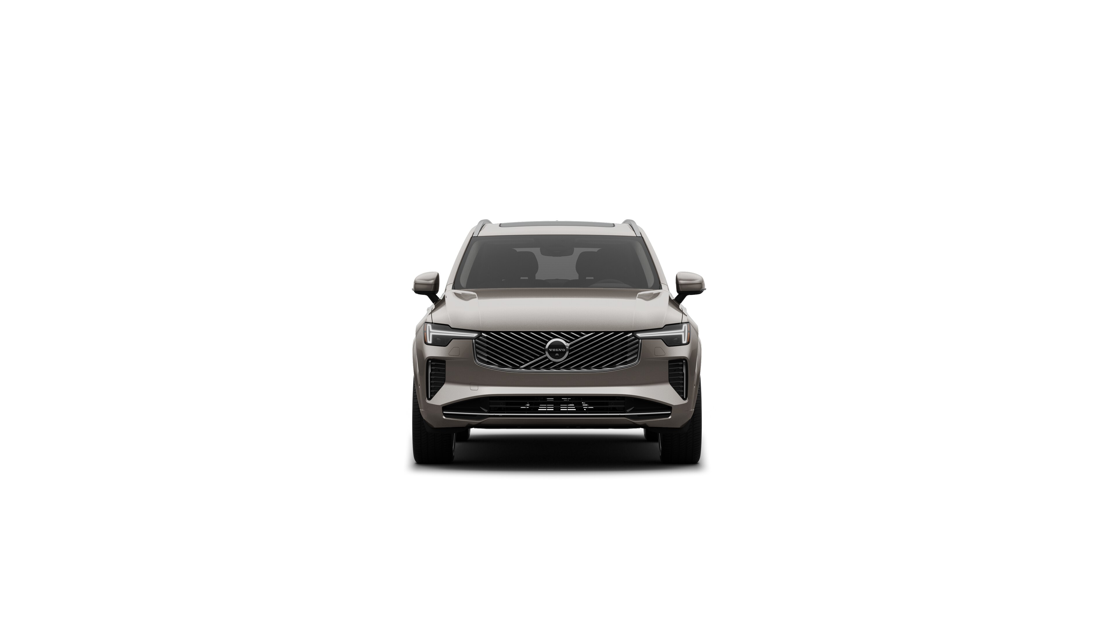 Volvo car front view in a plain studio background.