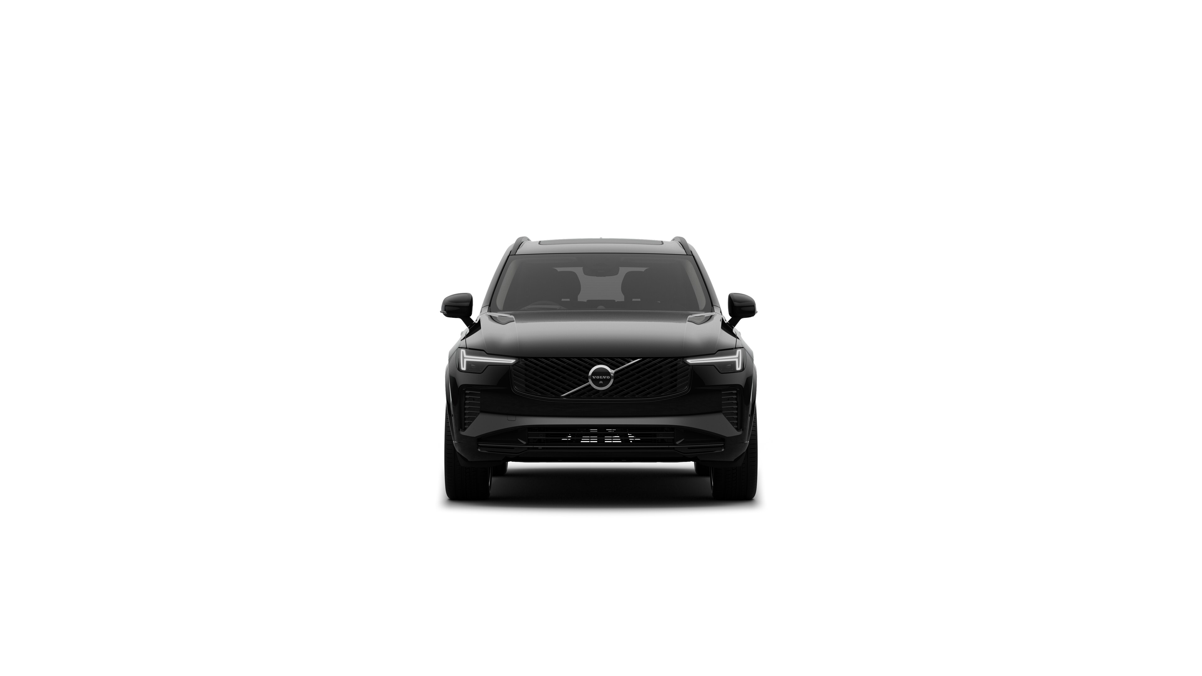 Volvo car front view in a plain studio background.